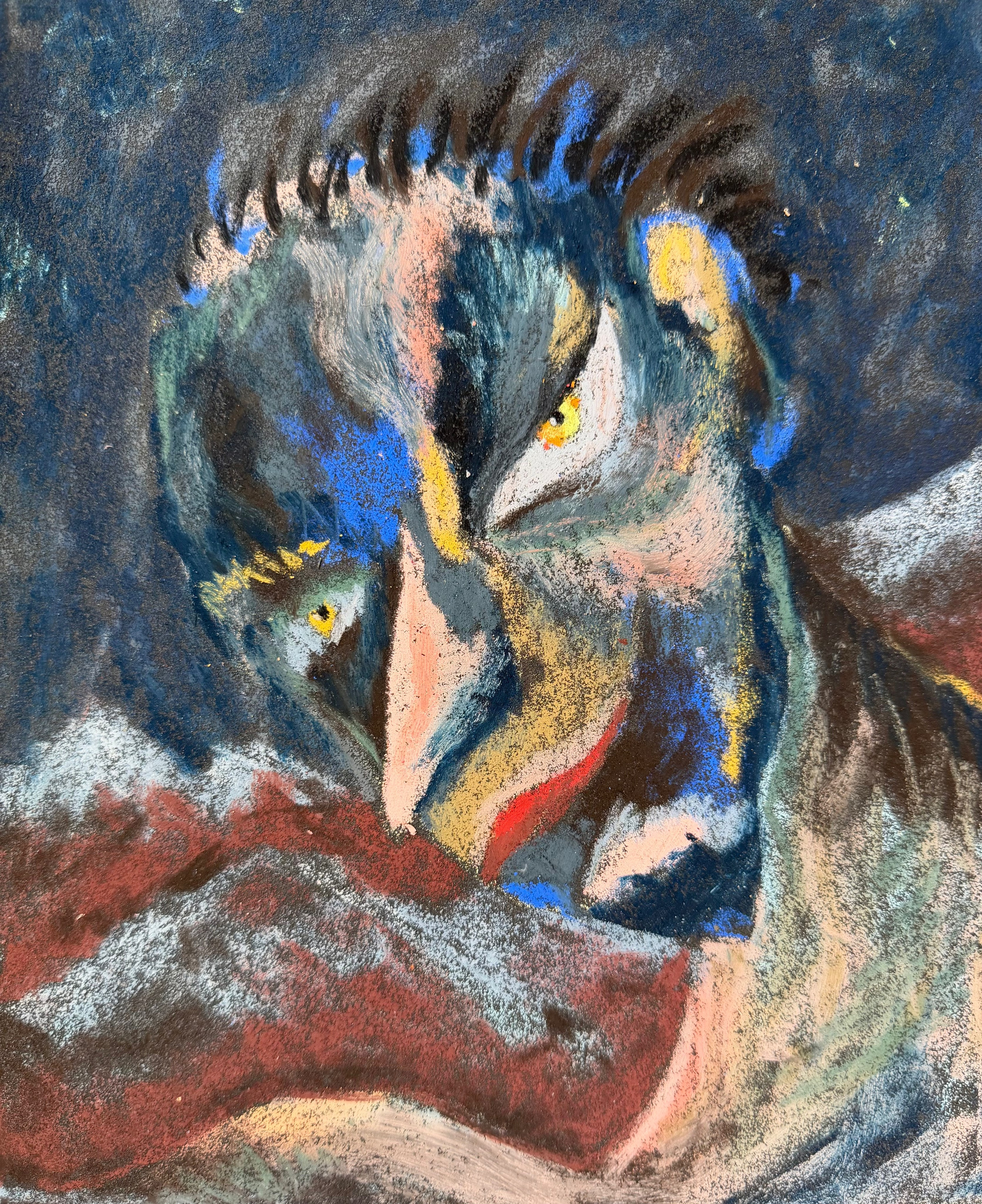 Villain , oil pastel on sandpaper, 11 x 9 in