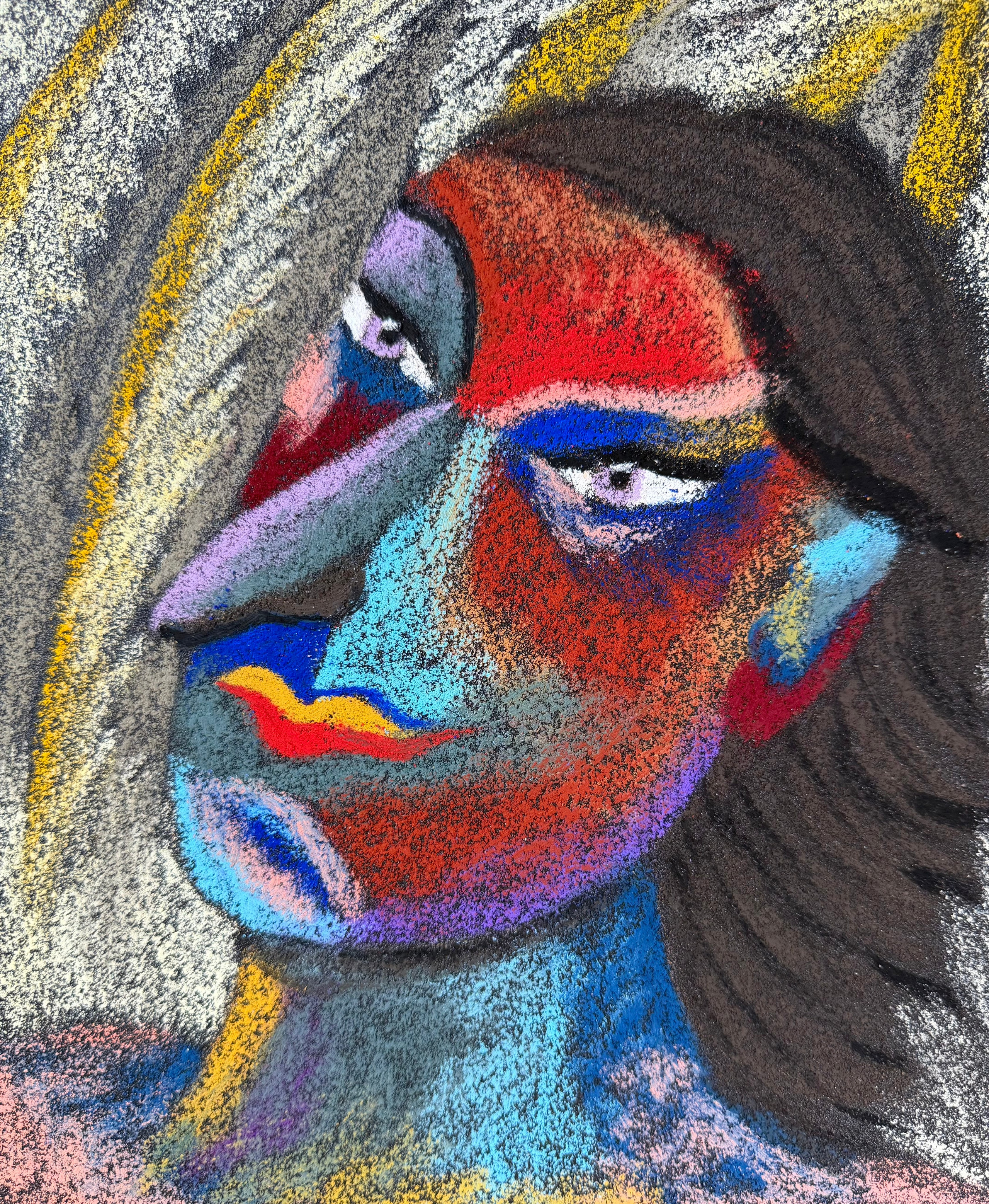 Super girl , oil pastel on sandpaper, 11 x 9 in