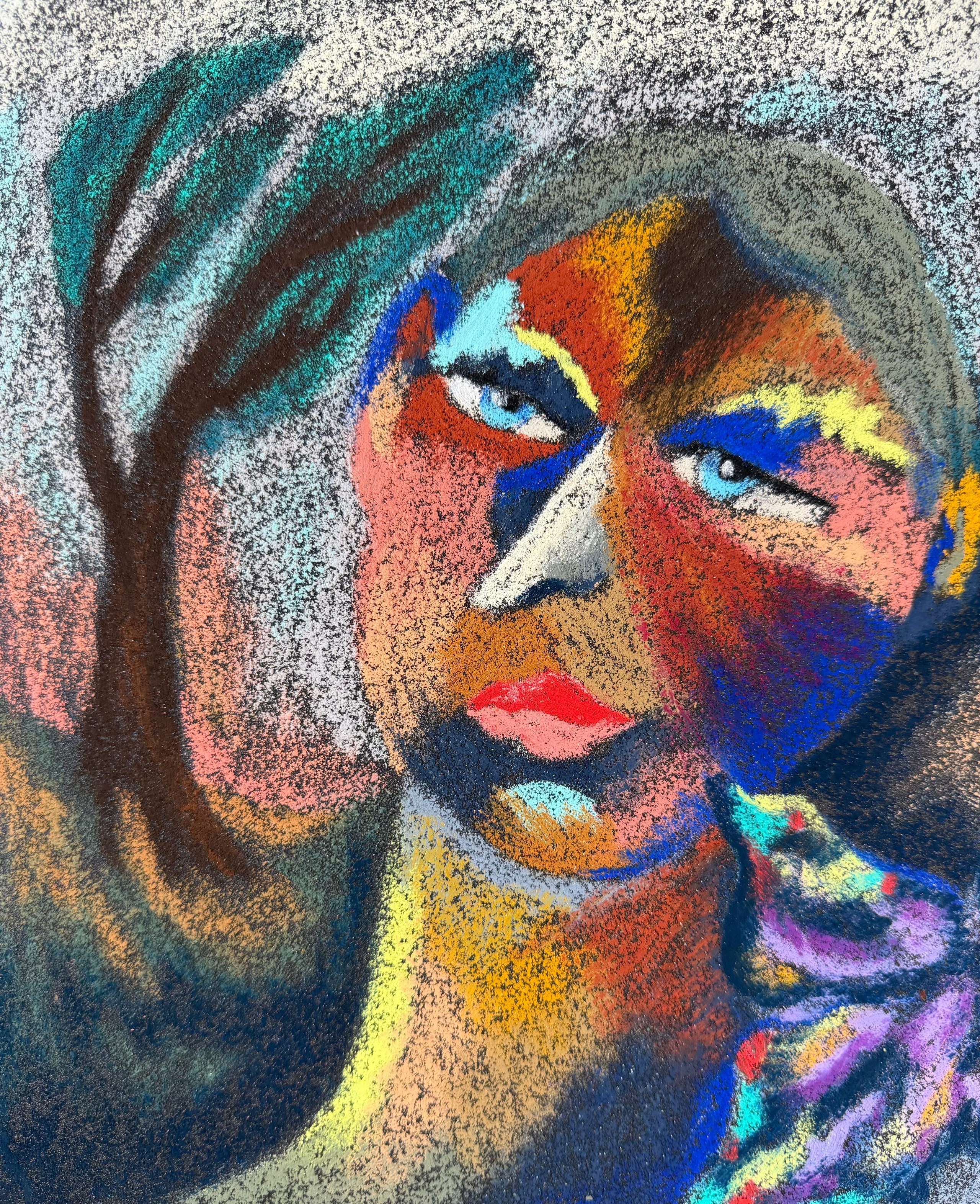 Inspiration , oil pastel on sandpaper, 11 x 9 in