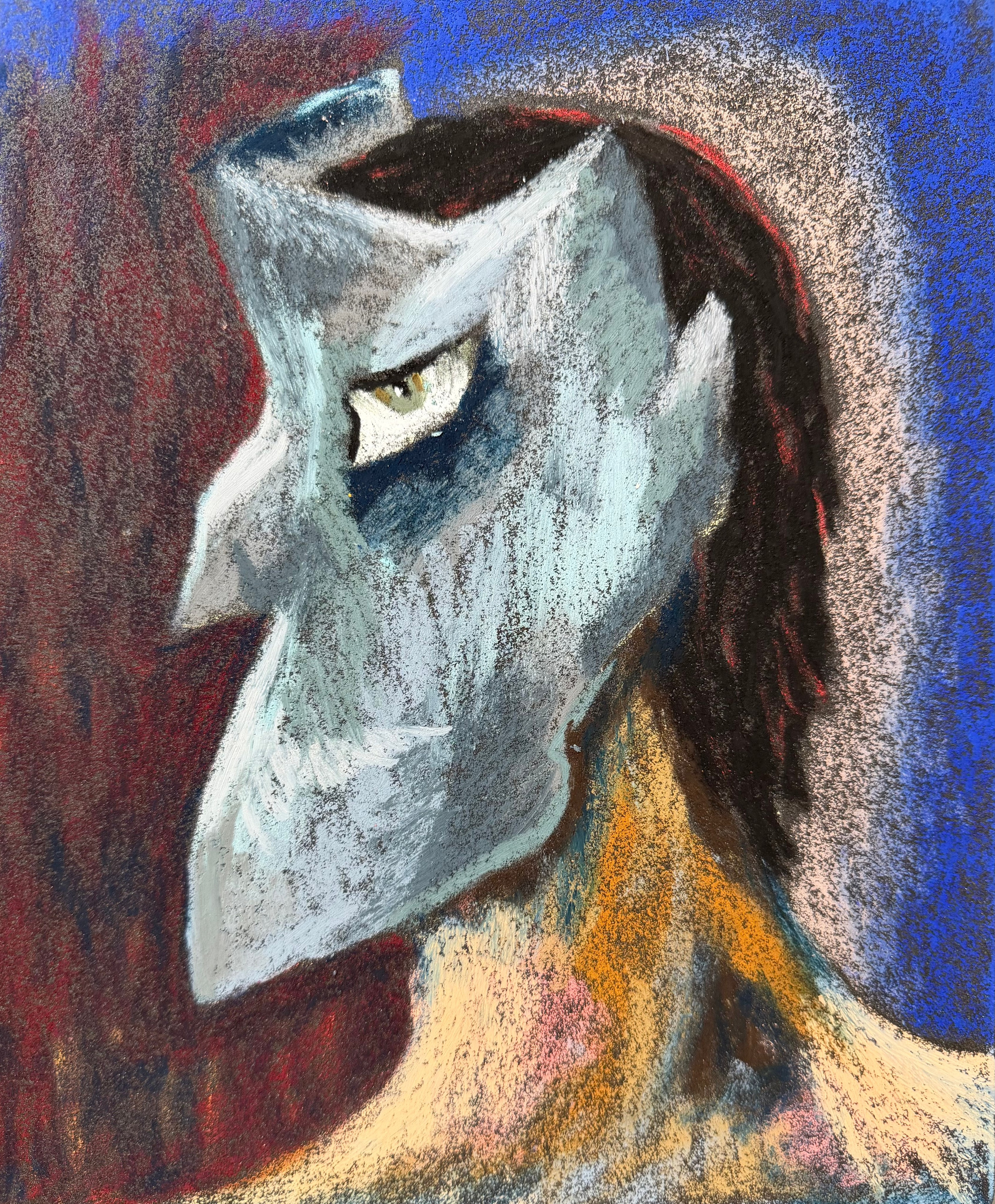 knight , oil pastel on sandpaper, 11 x 9 in