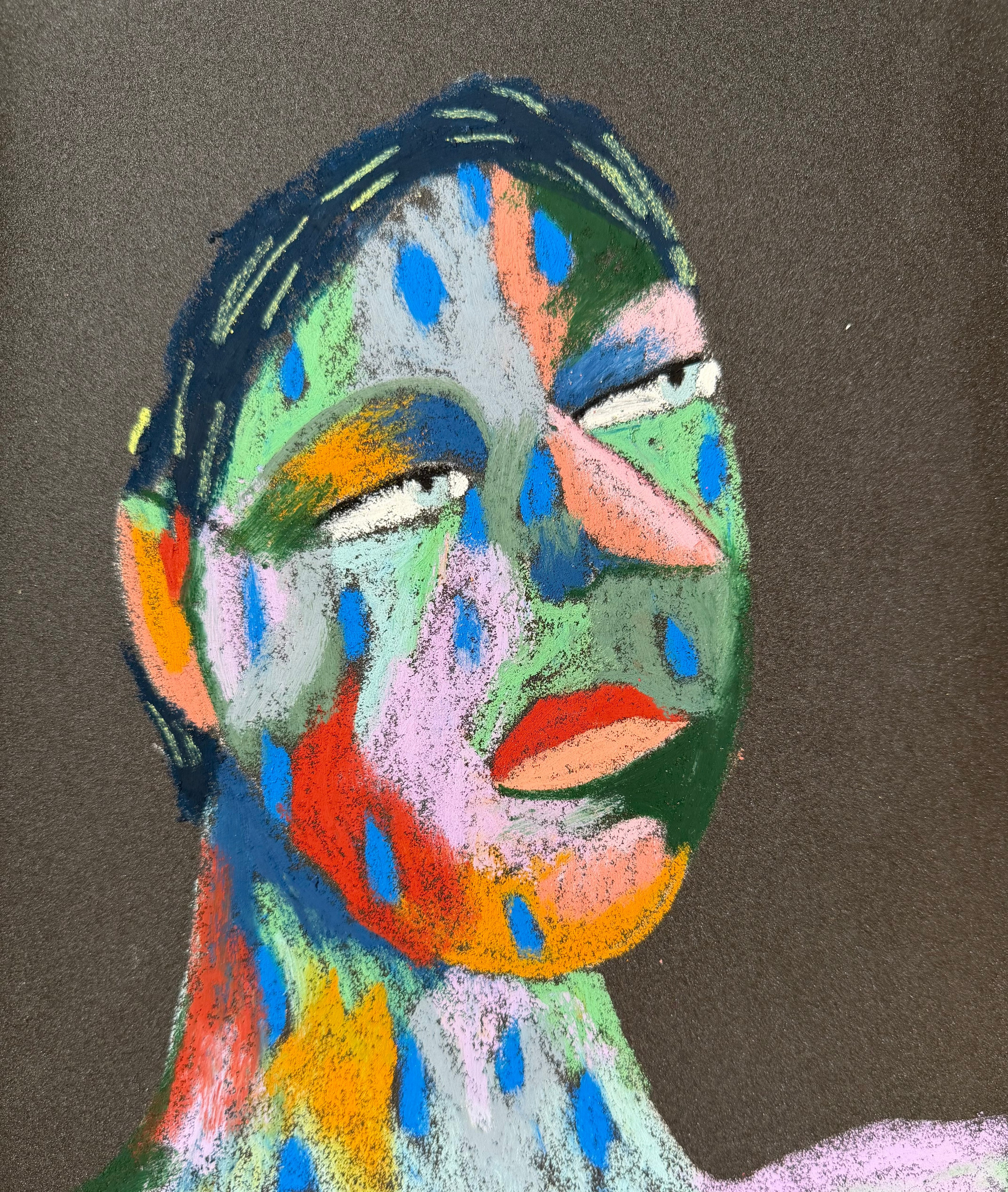 I was just worried.  Oil pastel, sandpaper.11 x9 in