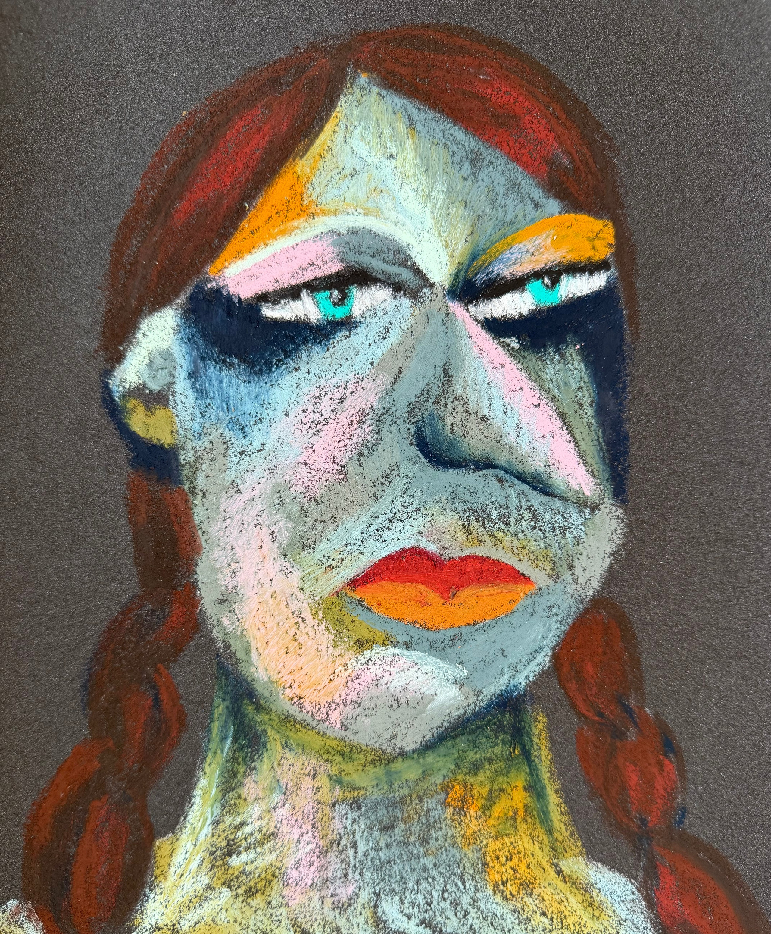 Mechanic. Oil pastel, sandpaper.11 x9 in