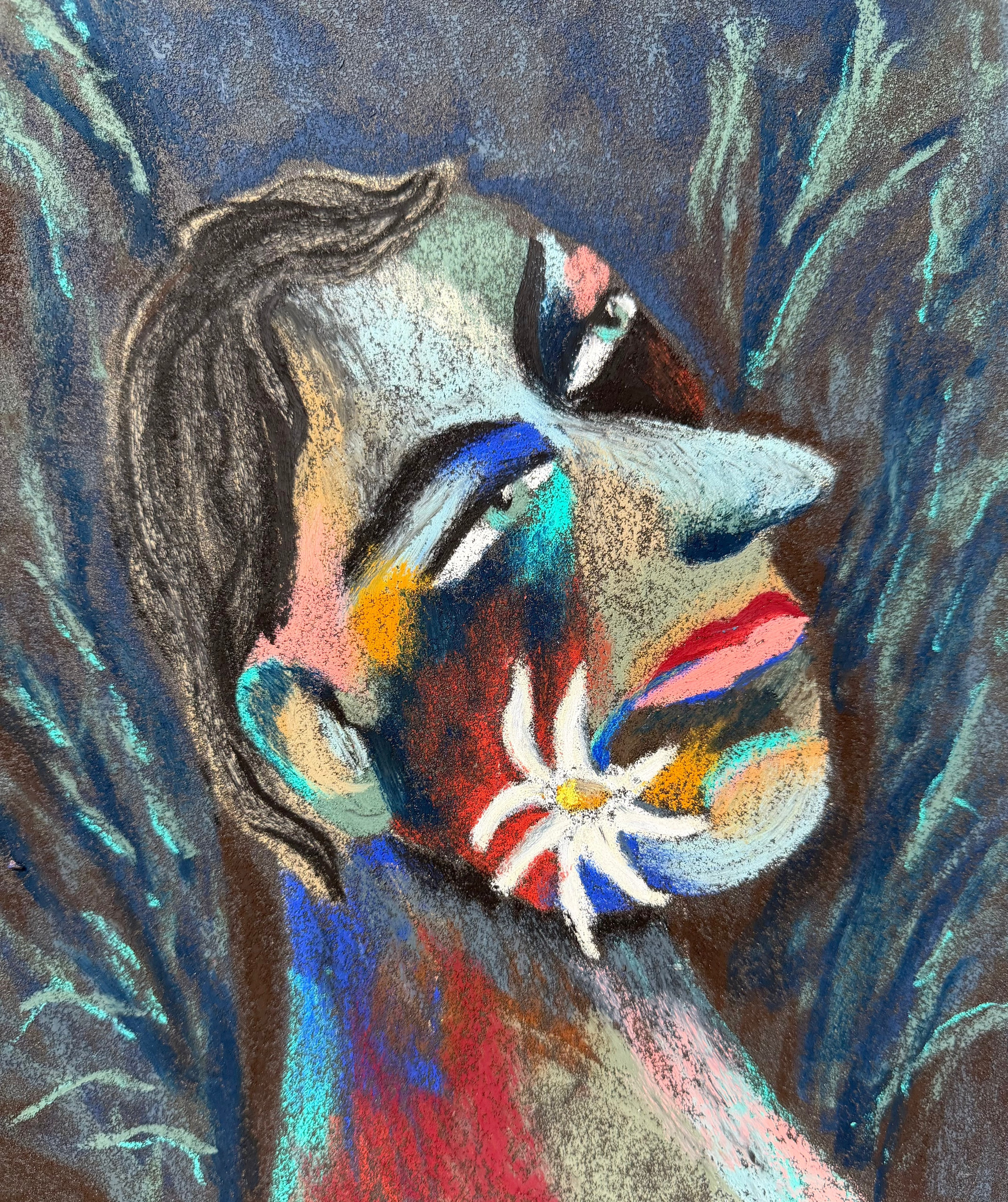  Strange feeling, oil pastel on sandpaper, 11 x 9 in