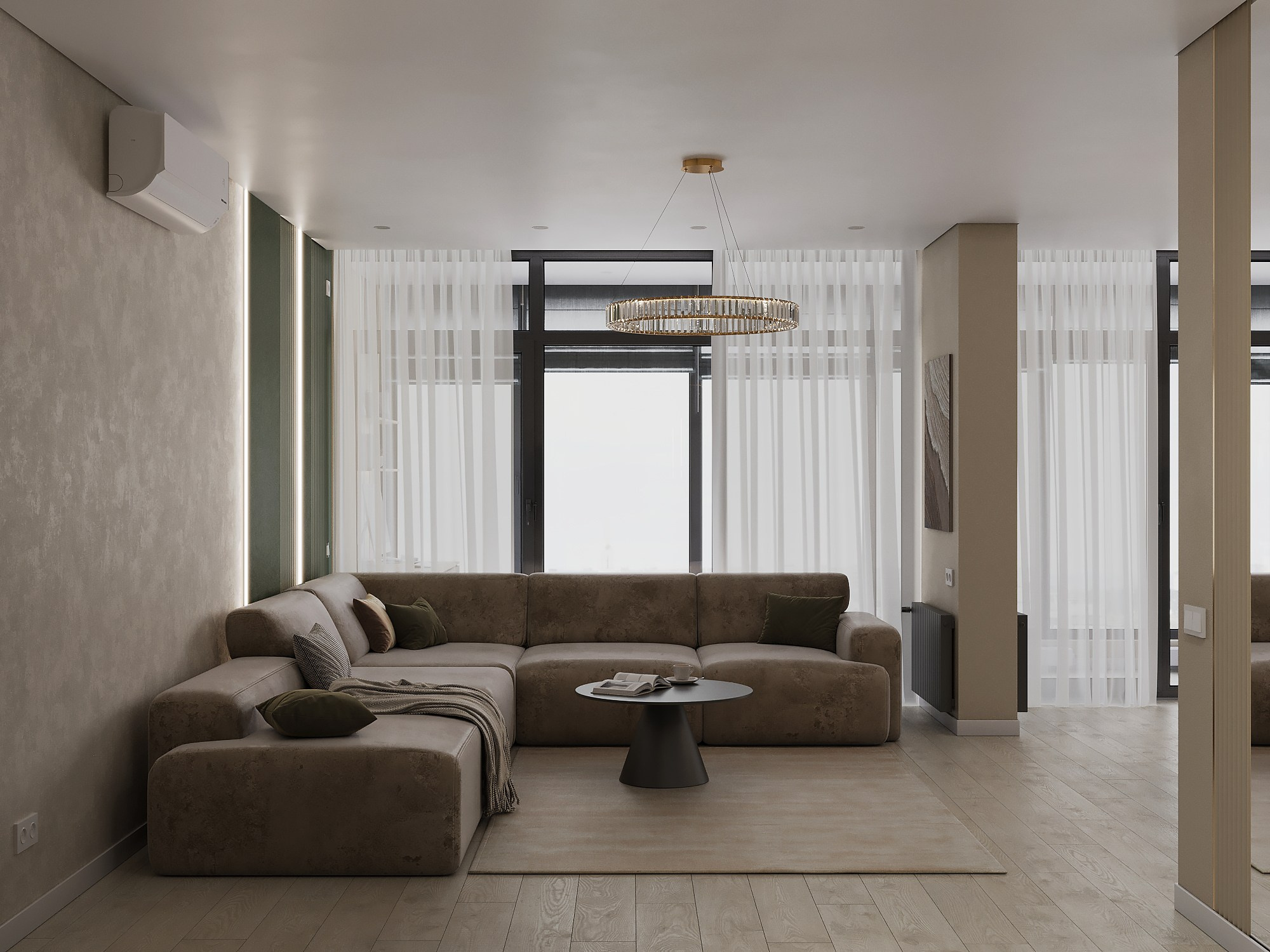 Кухня-гостиная-балкон. 3D-дизайнер Кристина Пуляевская