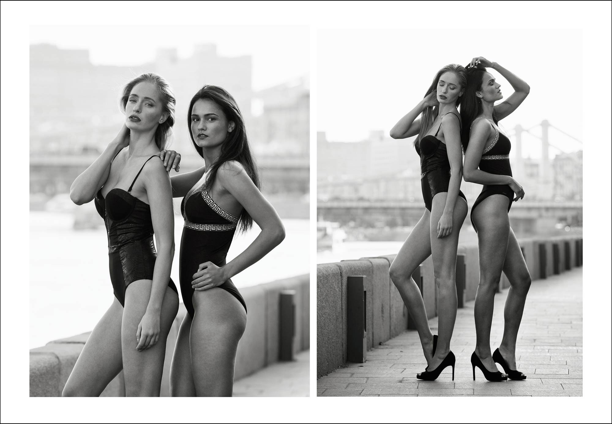 в купальниках на берегу реки