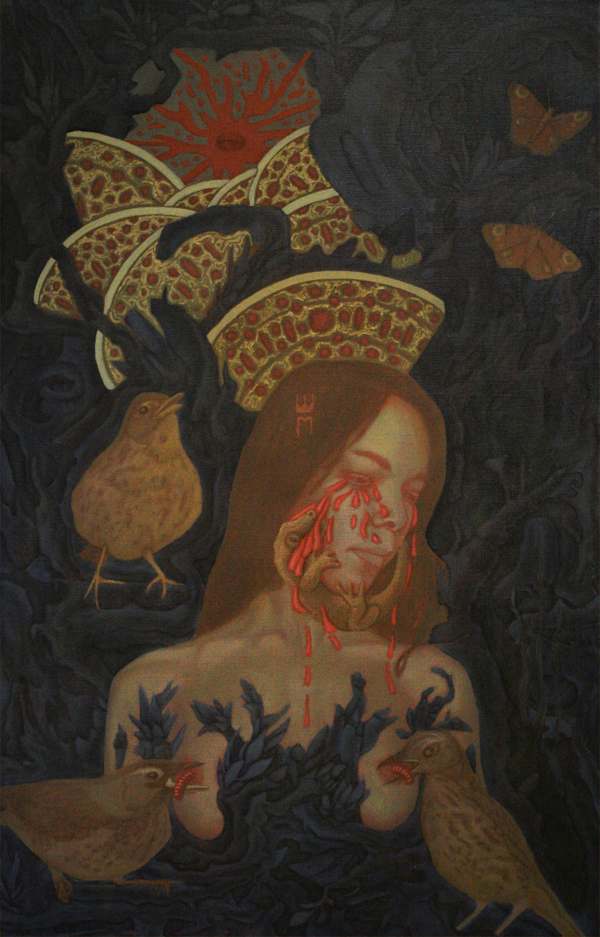 Молитва или плачущая икона 54х84 Х.М 2020г