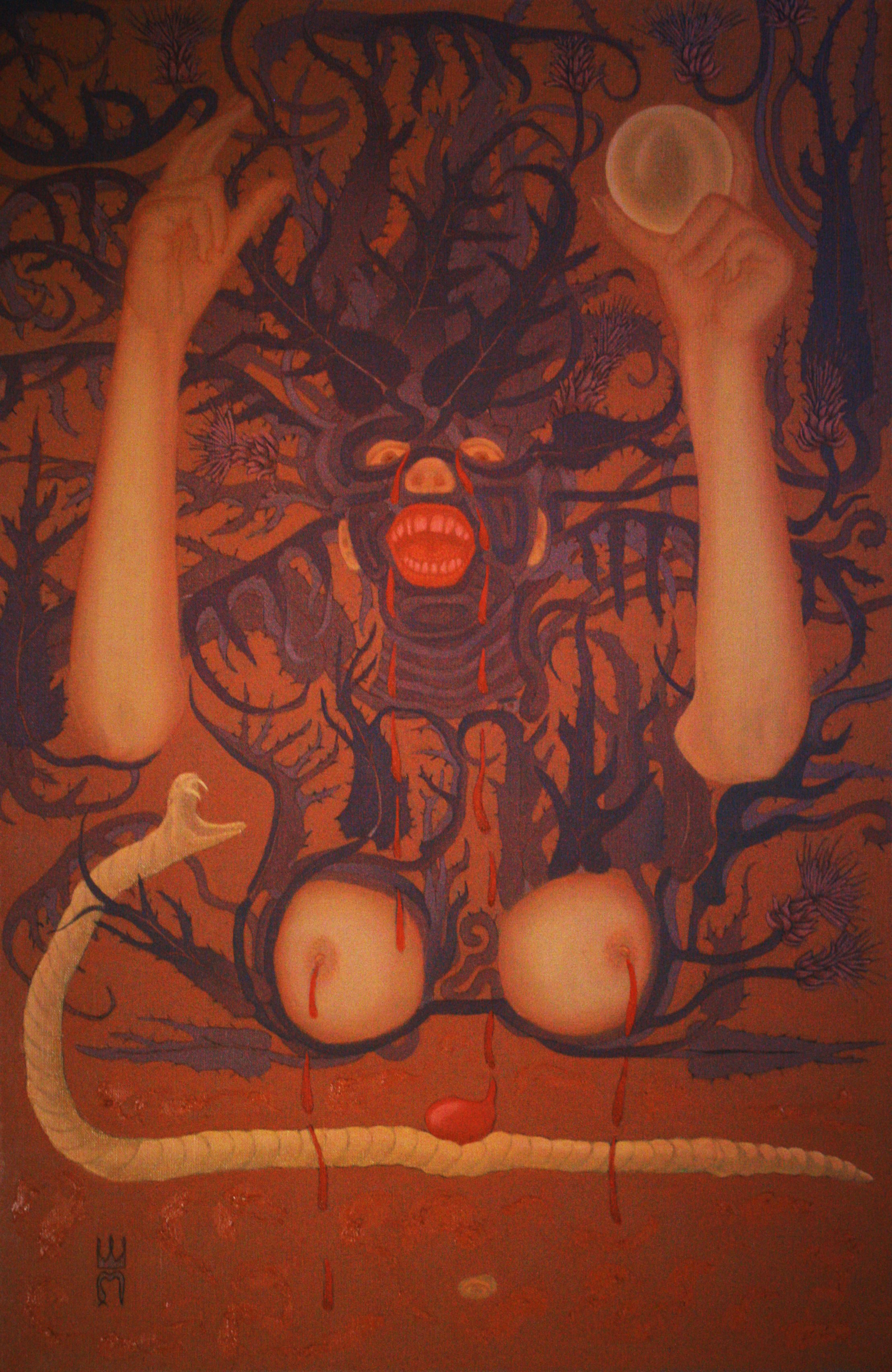 Тёмная или плачущая икона 54х84 Х.М 2020г