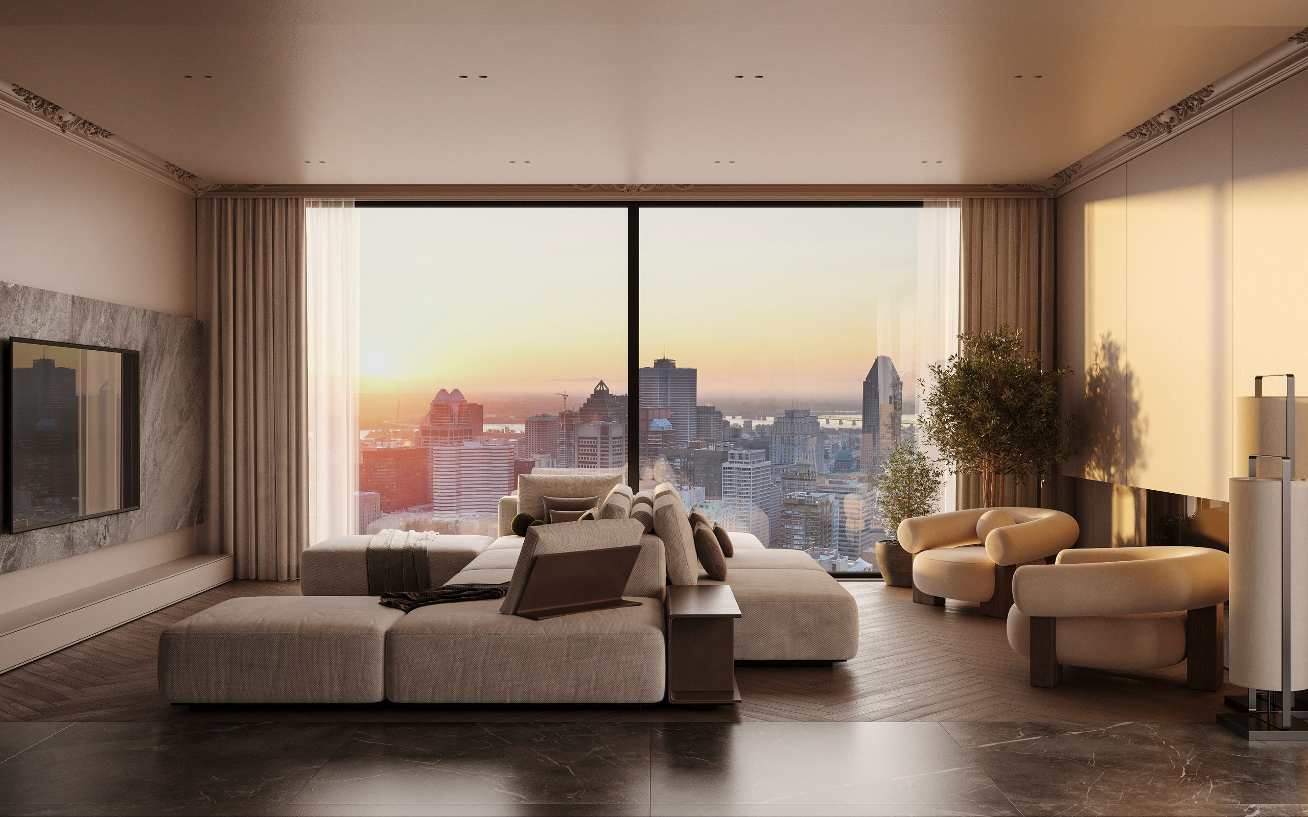 COZY SKYLINE | CONCEPTUAL PROJECT. Interior Visualization by Valerie Stetyukevich