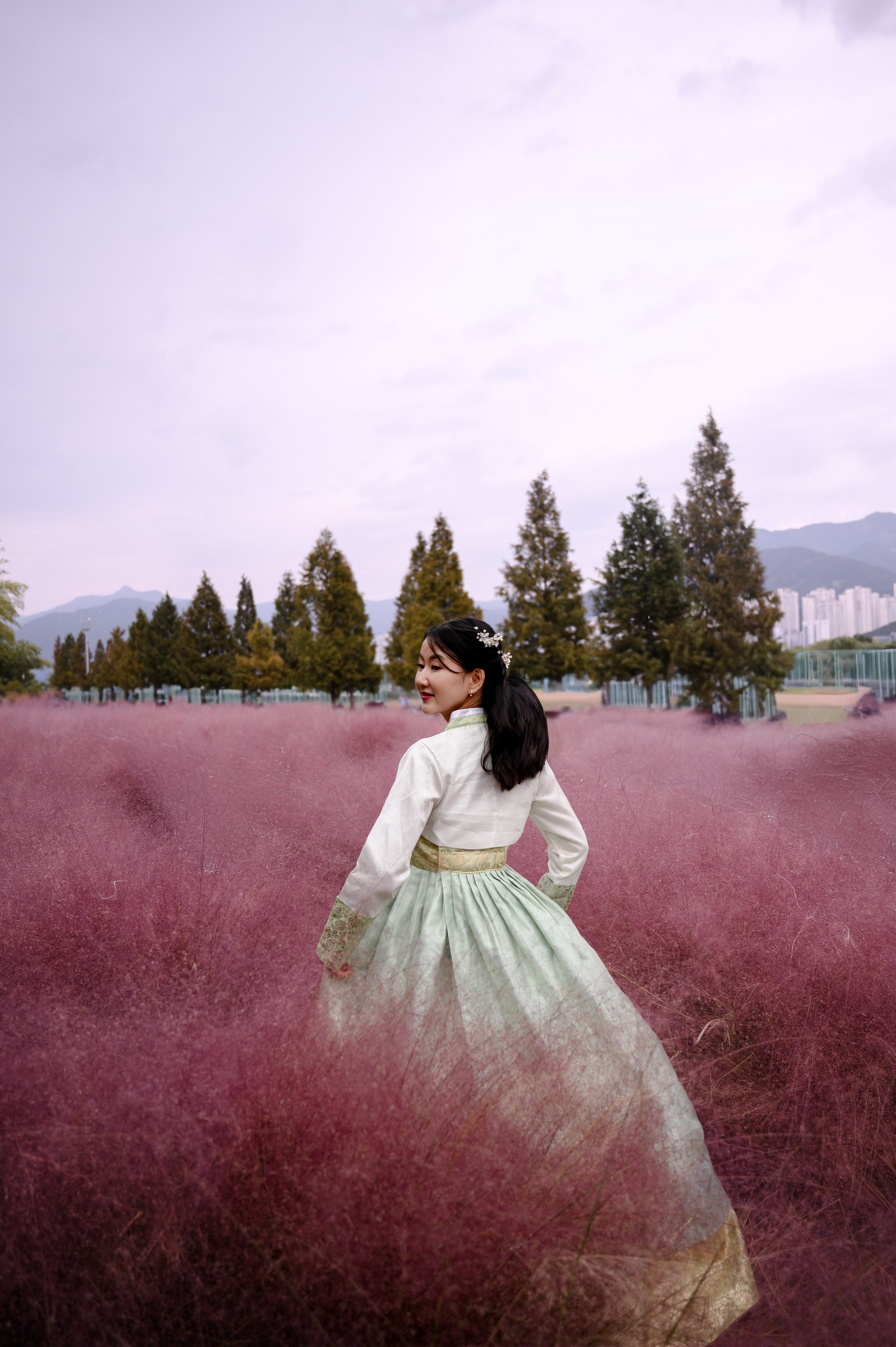 Hanbok tradicional para sessão de fotos em Busan Coreia