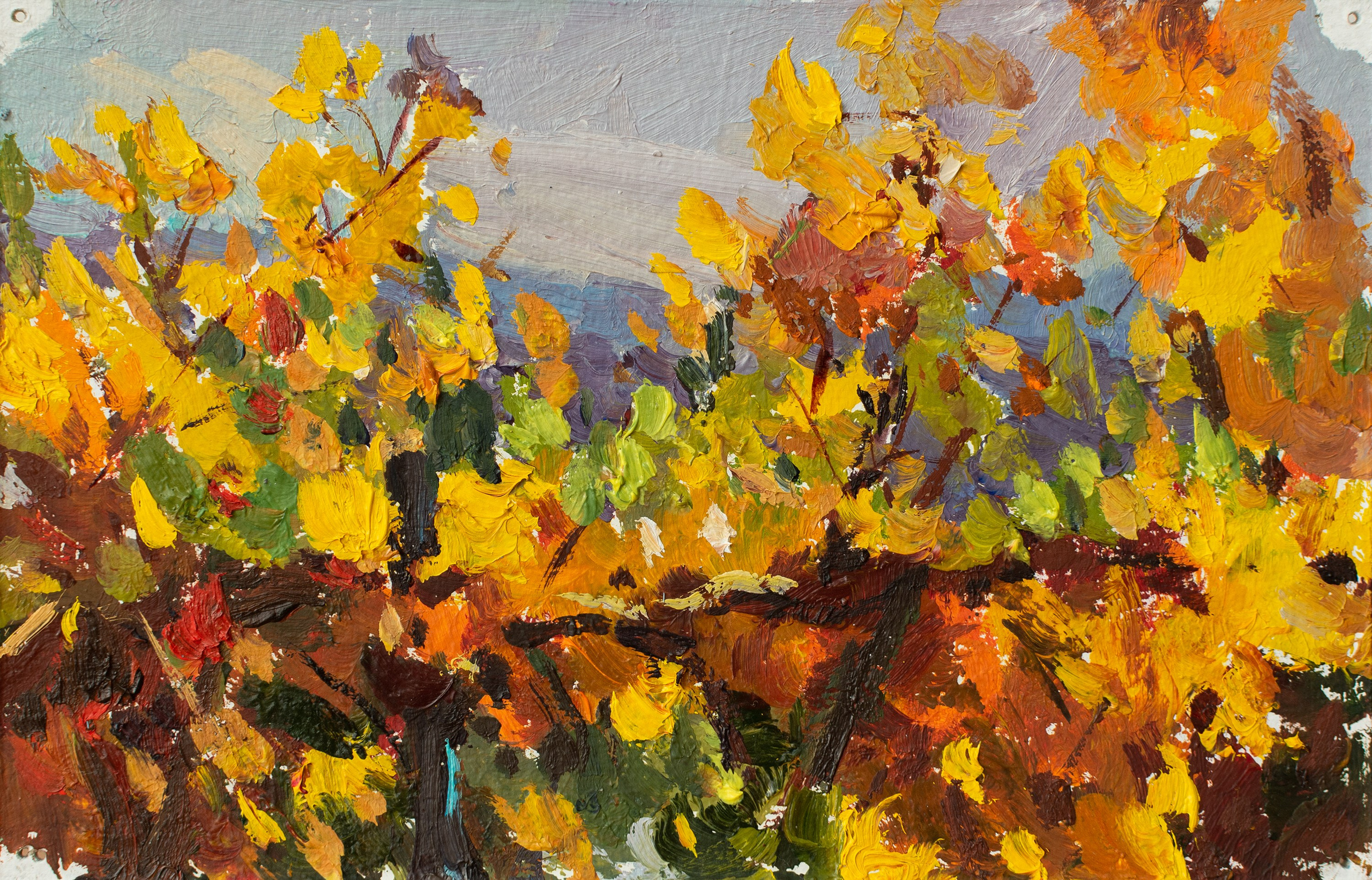 "Золото октября.Крым" картон, масло 10х15см, 2025