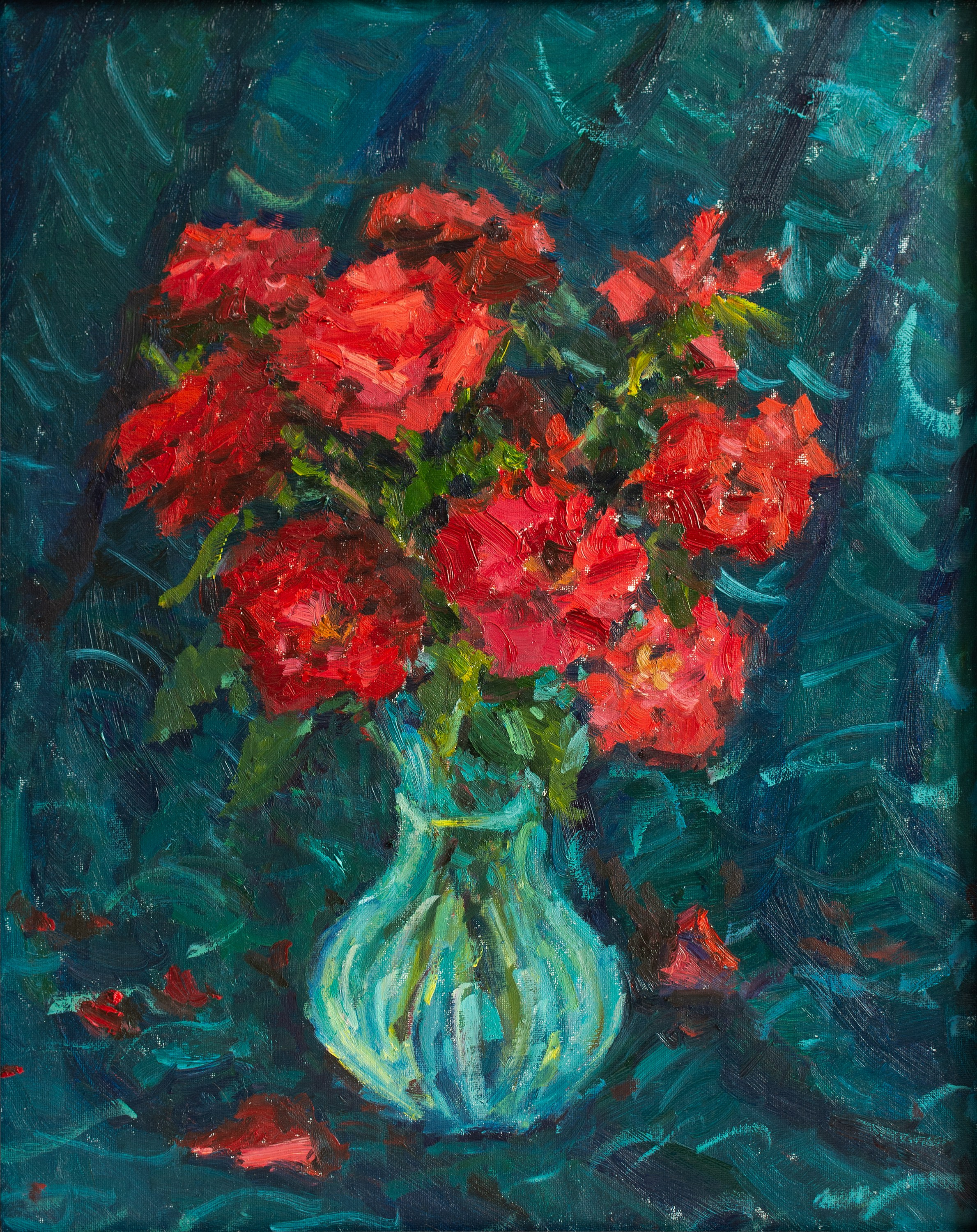 "Южные розы" холст на картоне, масло 50х40см, 2025