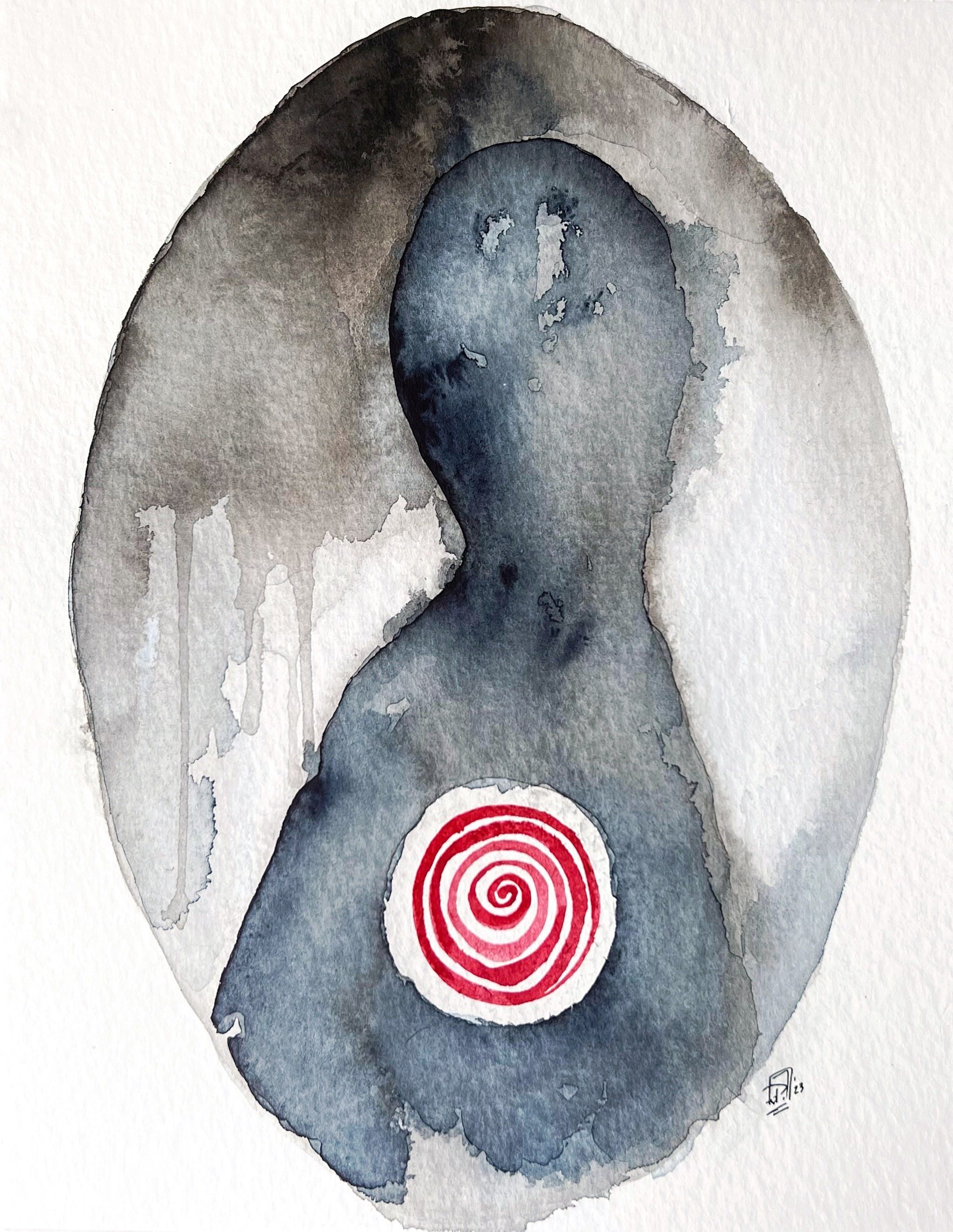 Мир внутри. Тушь, акварель, акварельная бумага. 20х30 см. 2023 год. 8 000 руб