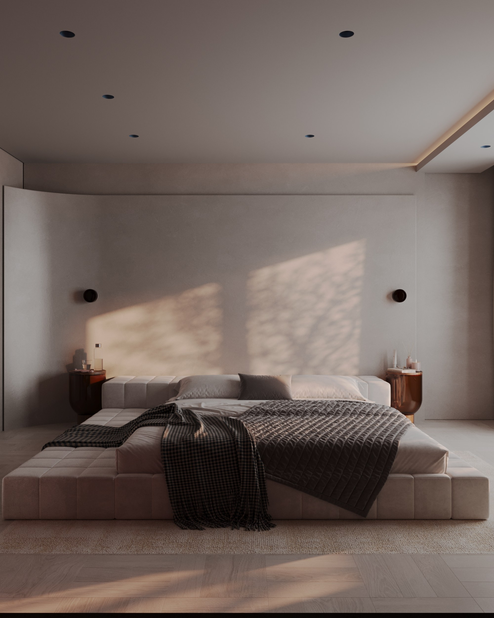 Спальня с красной стеной. 3D Визуализация интерьеров жилых и коммерческих помещений