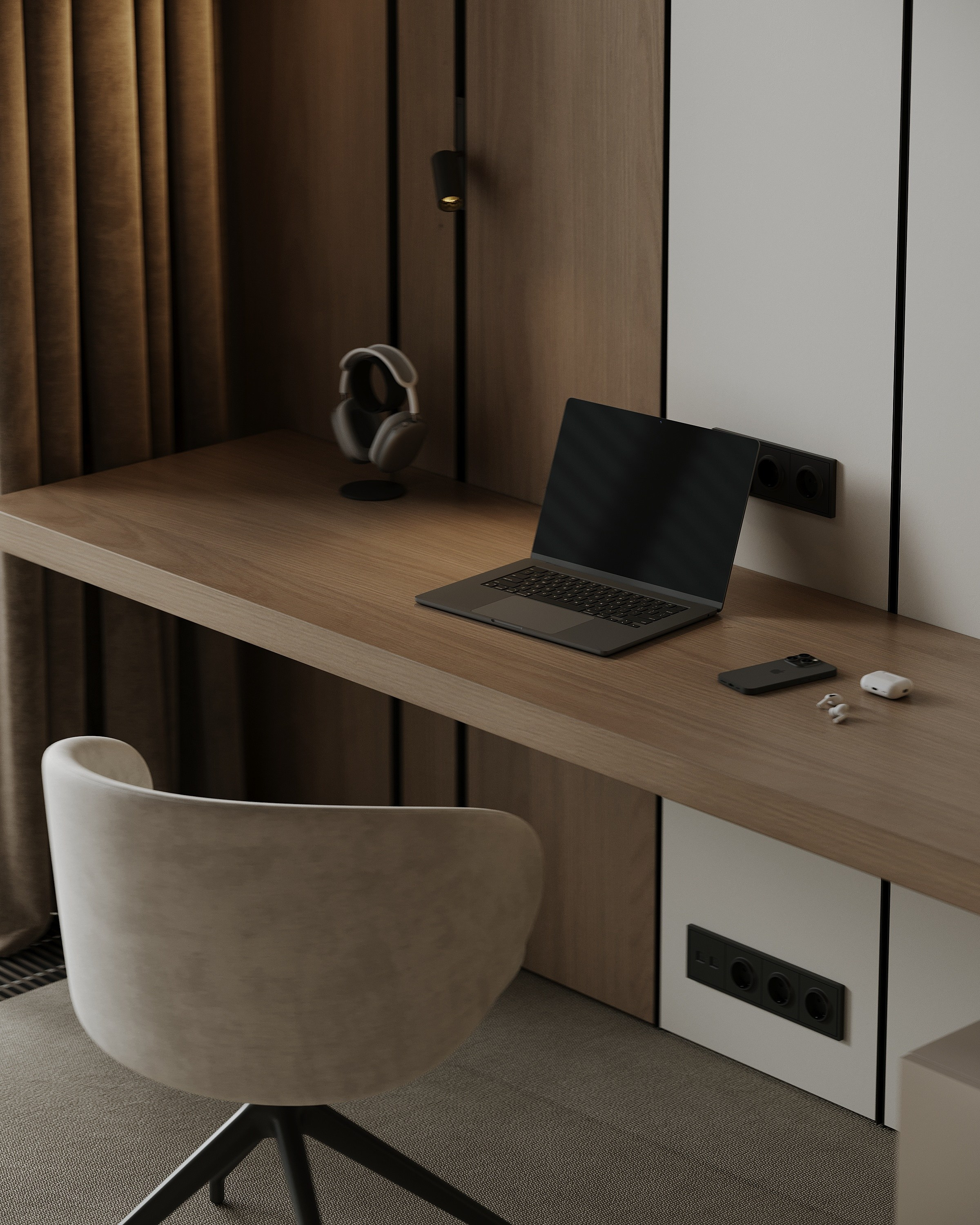 Минималистичное рабочее место для ноутбука