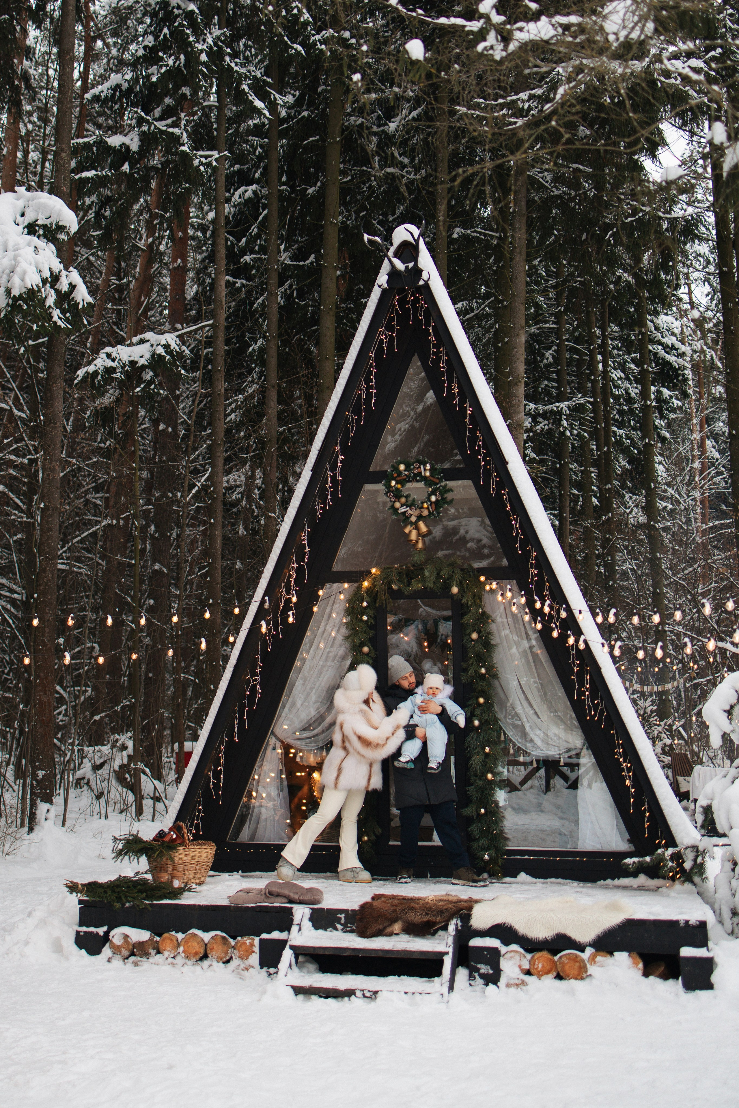 Ксения, Владимир, Леон, Шале в лесу. Семейный фотограф в Москве Марина Петра