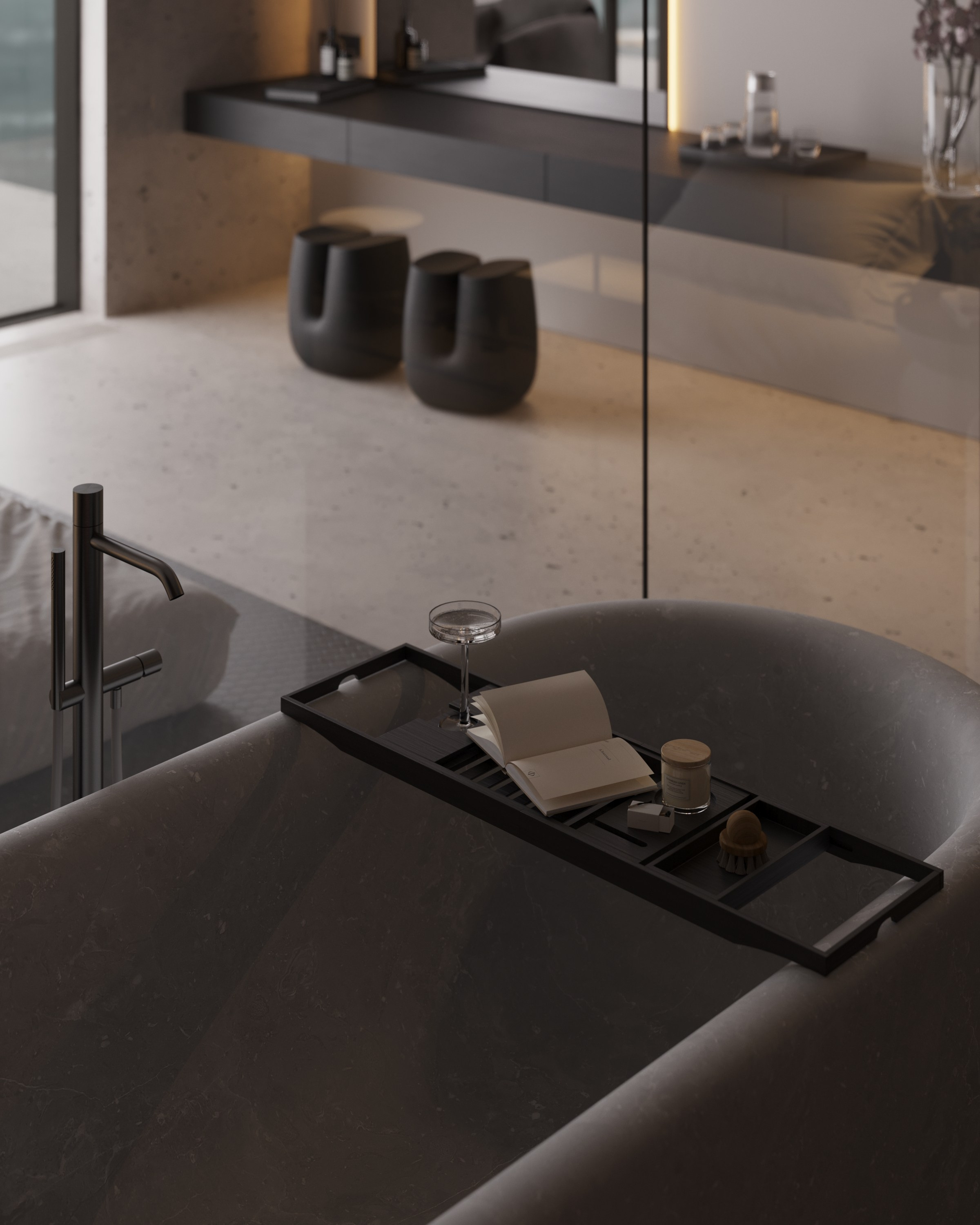 Мастер-спальня с видовым балконом. 3D визуализатор