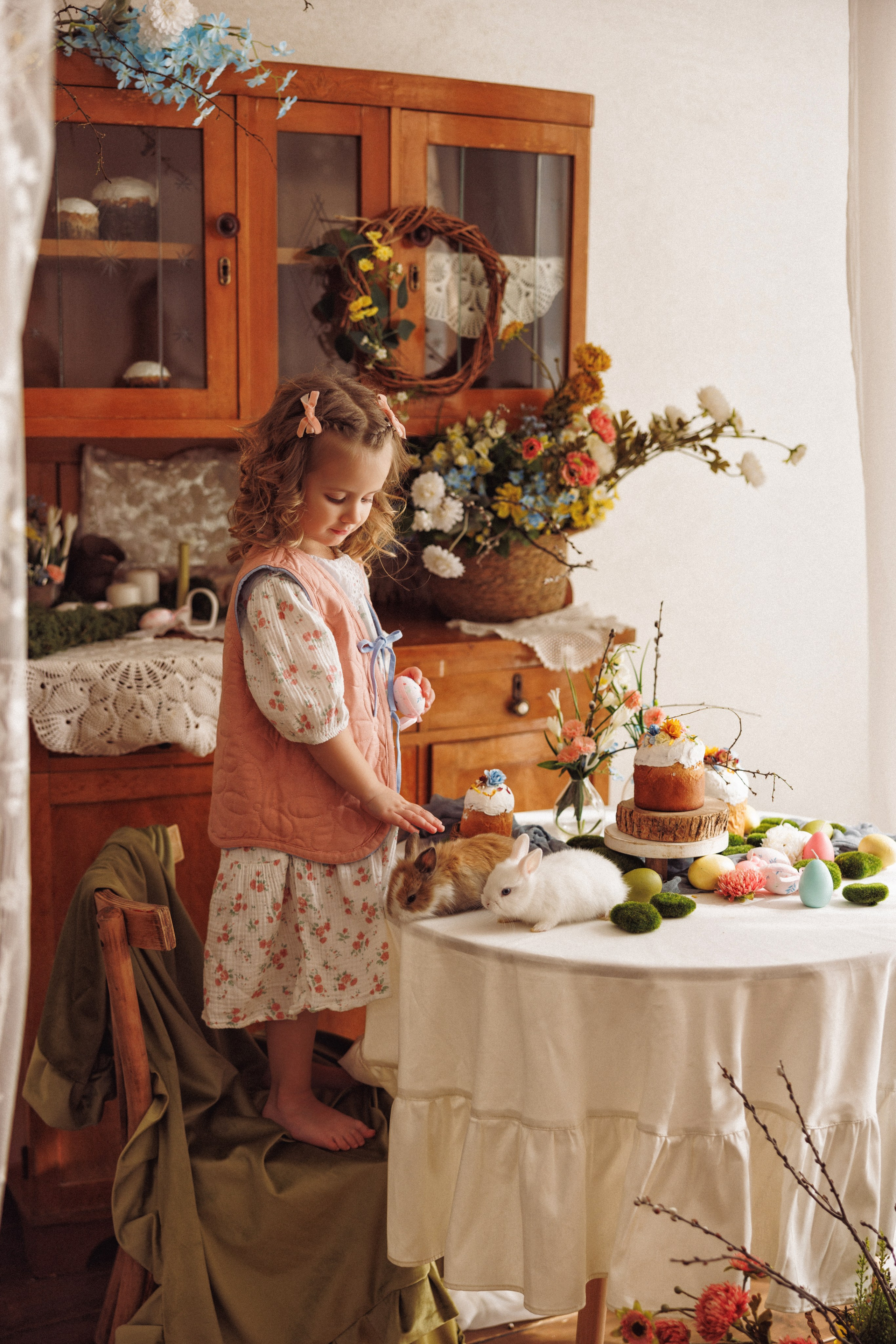 Пасхальная фотосессия с животными (утята, козлик и кролики), в фотостудии «Mestone» город Краснодар. Семейный и детский фотограф в Краснодаре Анна Трашкова