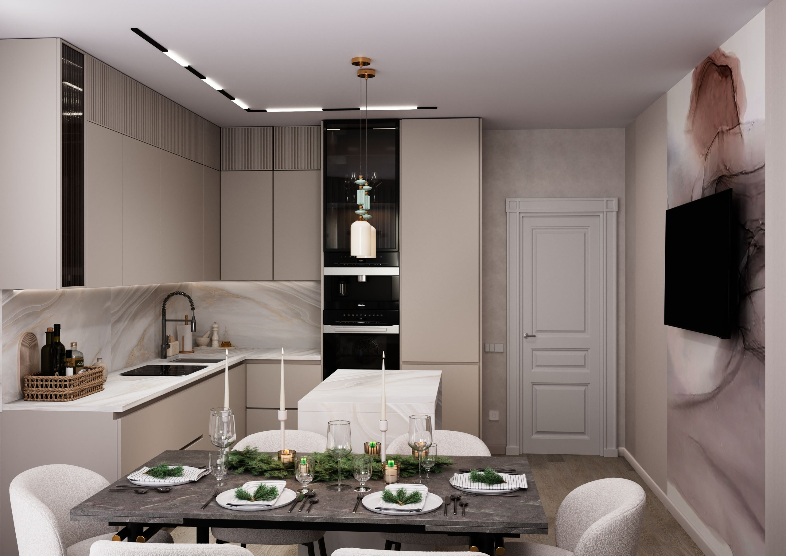 Просторная стильная двушка г. Краснодар. Батракова Наталья дизайнер интерьеров Санкт-Петербург Москва Архангель