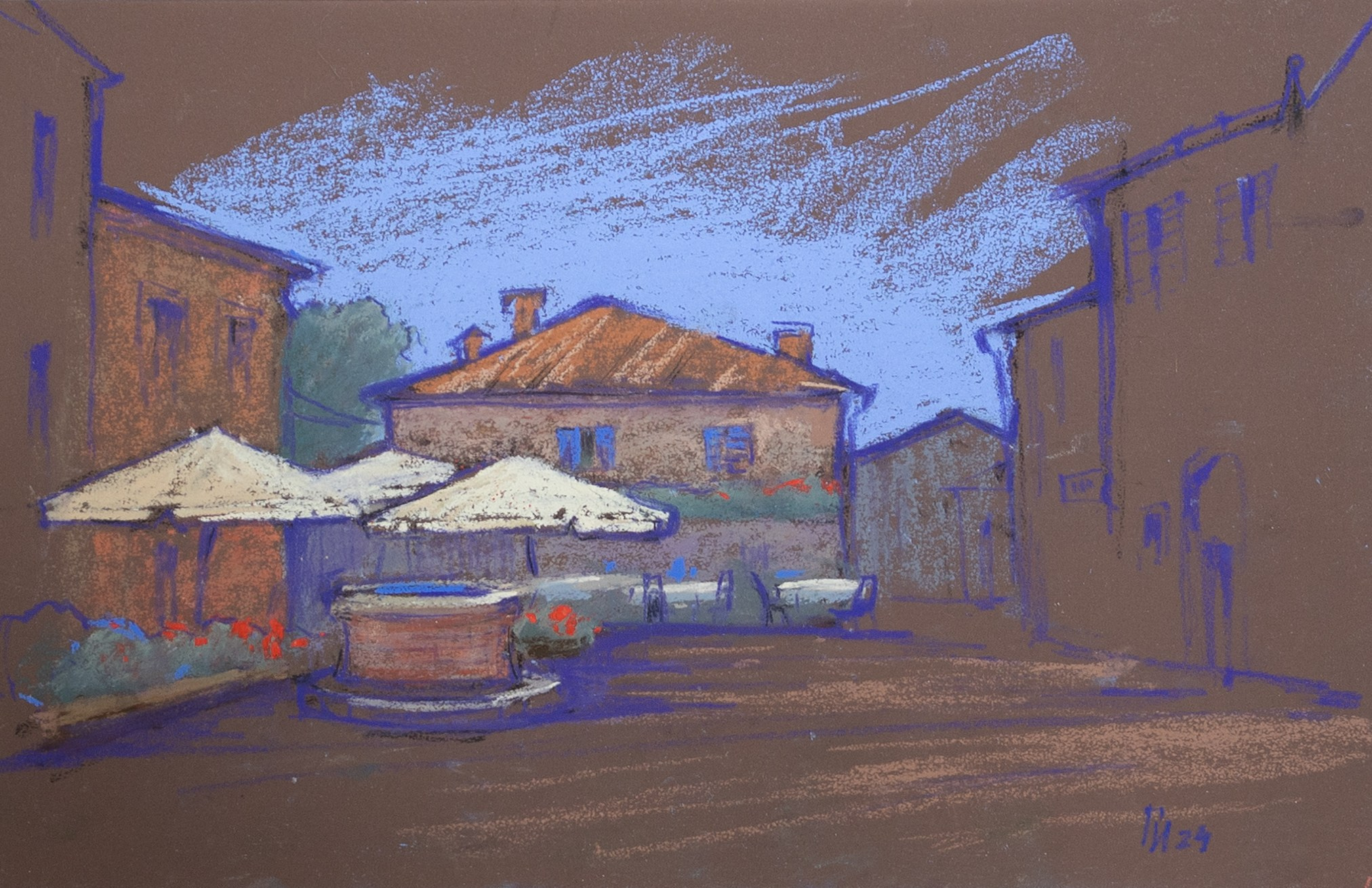 Монтериджони. Пастель, 32х22см.