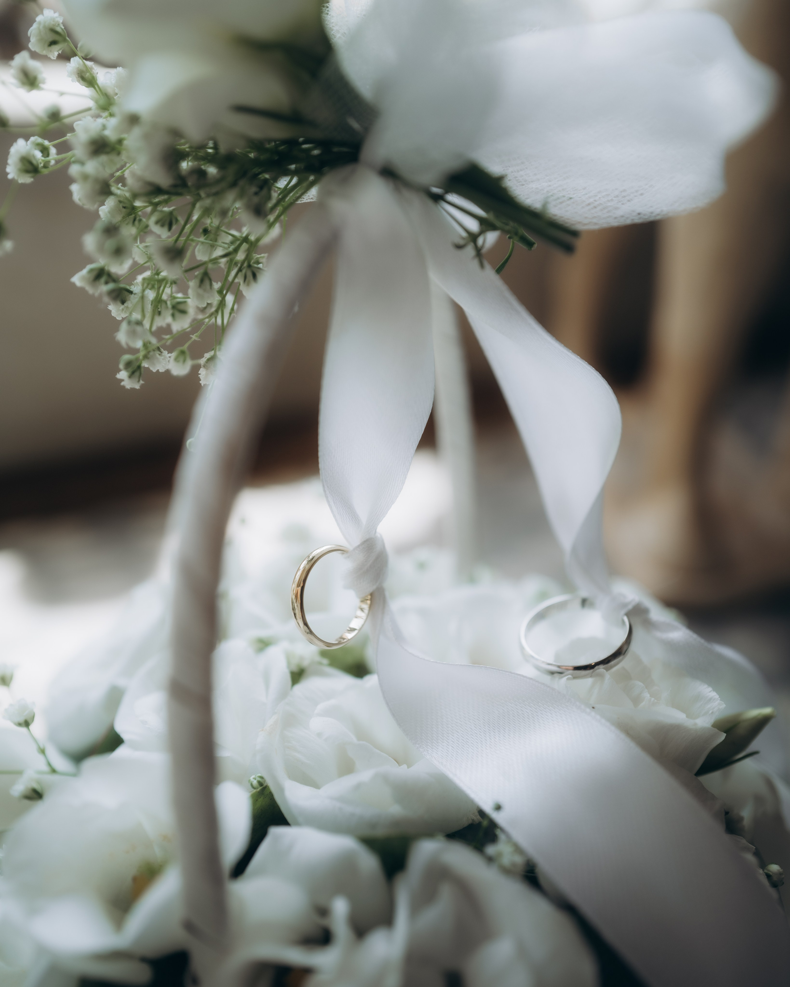 Elegant wedding bouquet photographed in fine art style
