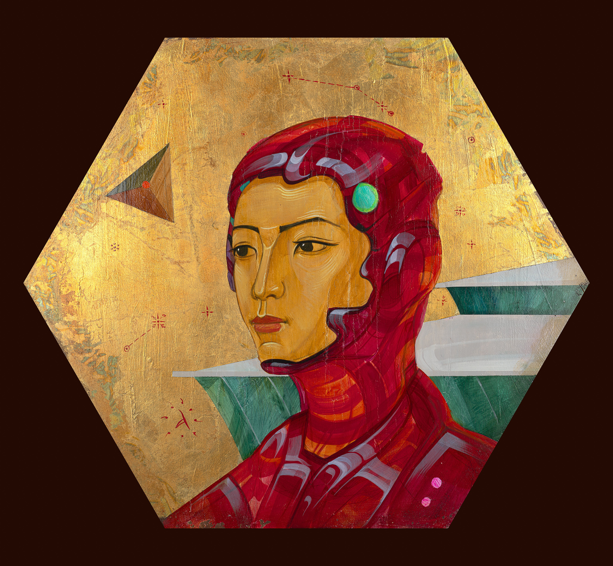 «Наследие принцессы» диптих 2 - художник Антон Фролов (дерево, темпера, поталь, диаметр 60 см, 2024)