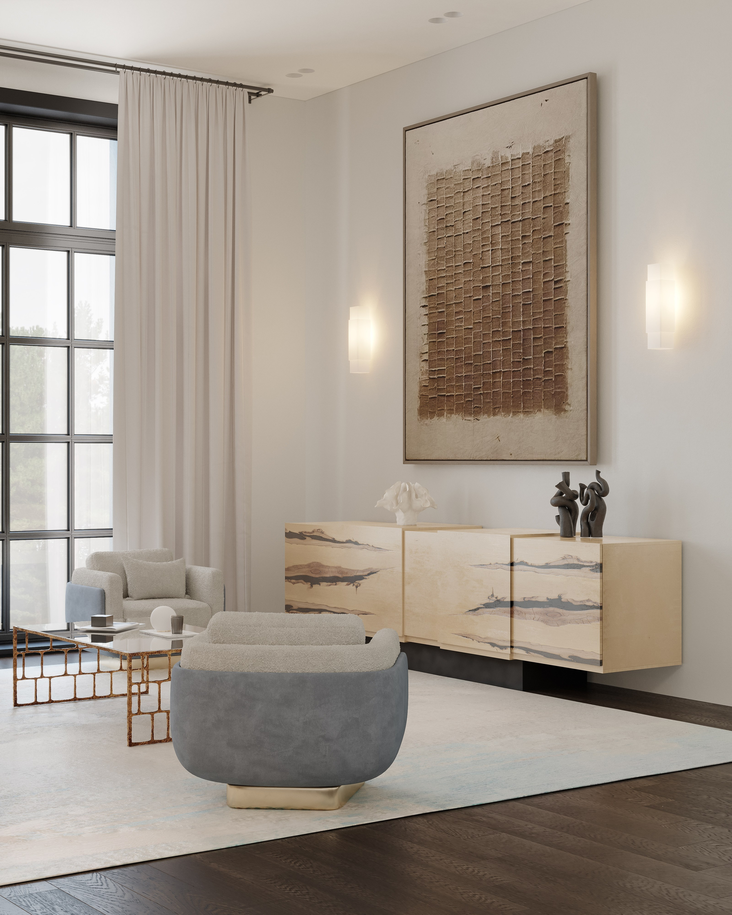 Дом у озера для DAAS Bureau. 3D визуализация интерьера и архитектурной среды