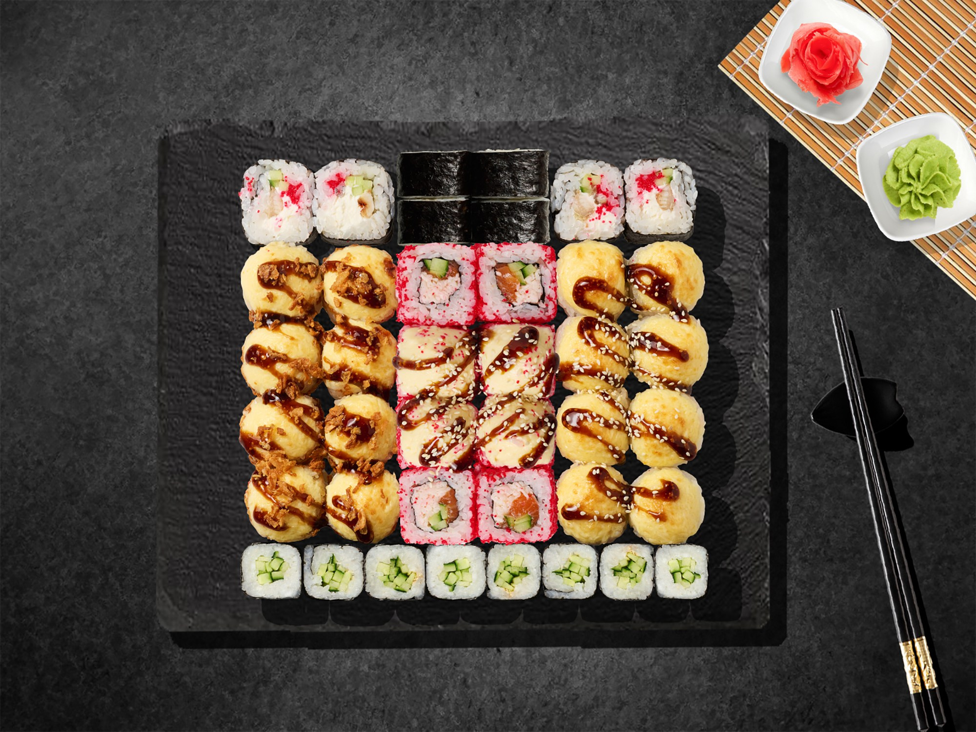 Съёмка суши на черном фоне