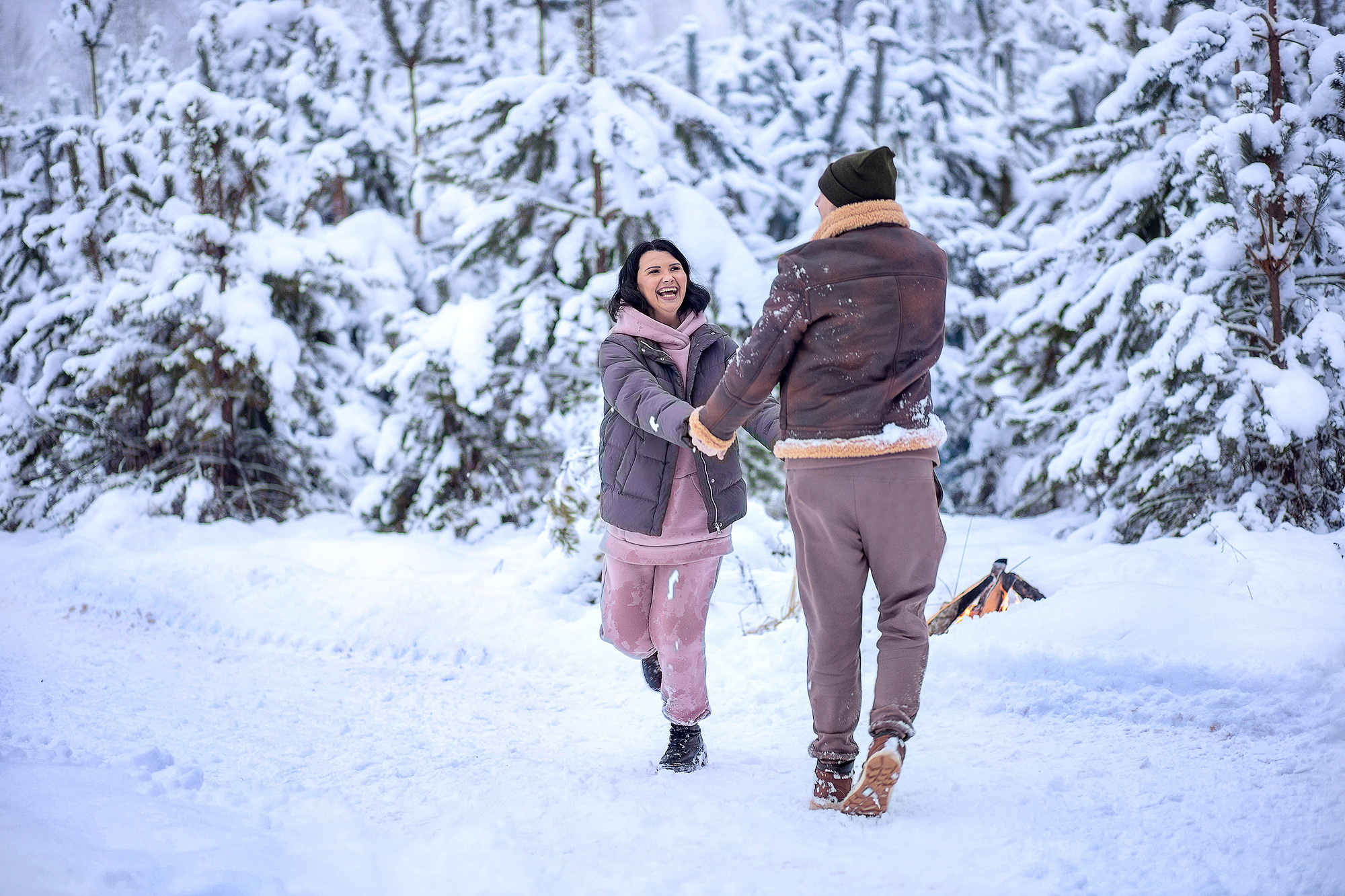 Зимняя съёмка в лесу для Олеси и её семьи. Детский и семейный фотограф в Твери Ольга Крестьянинова