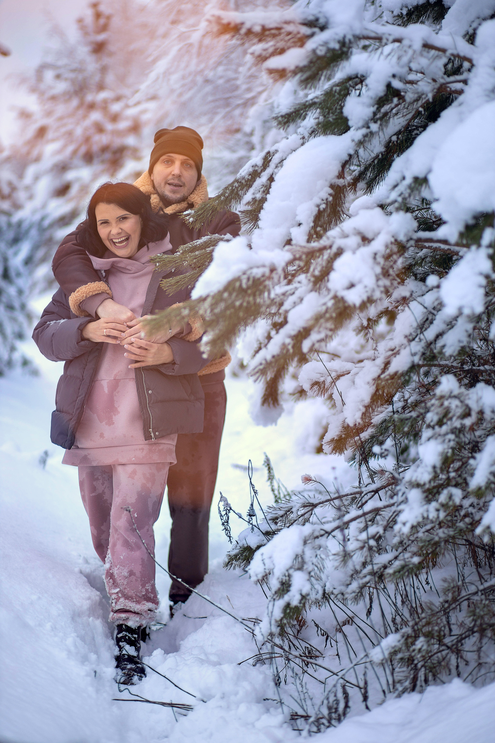 Зимняя съёмка в лесу для Олеси и её семьи. Детский и семейный фотограф в Твери Ольга Крестьянинова