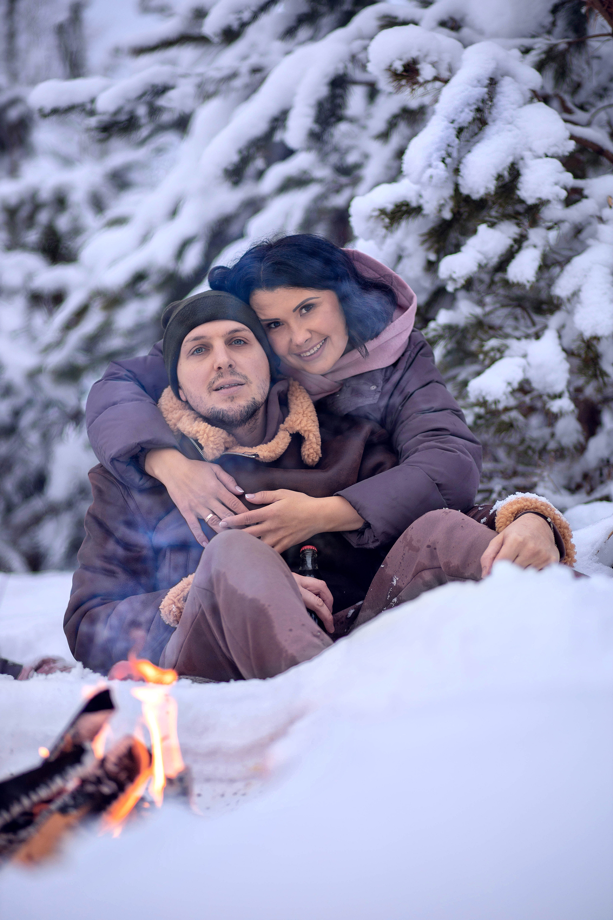 Зимняя съёмка в лесу для Олеси и её семьи. Детский и семейный фотограф в Твери Ольга Крестьянинова