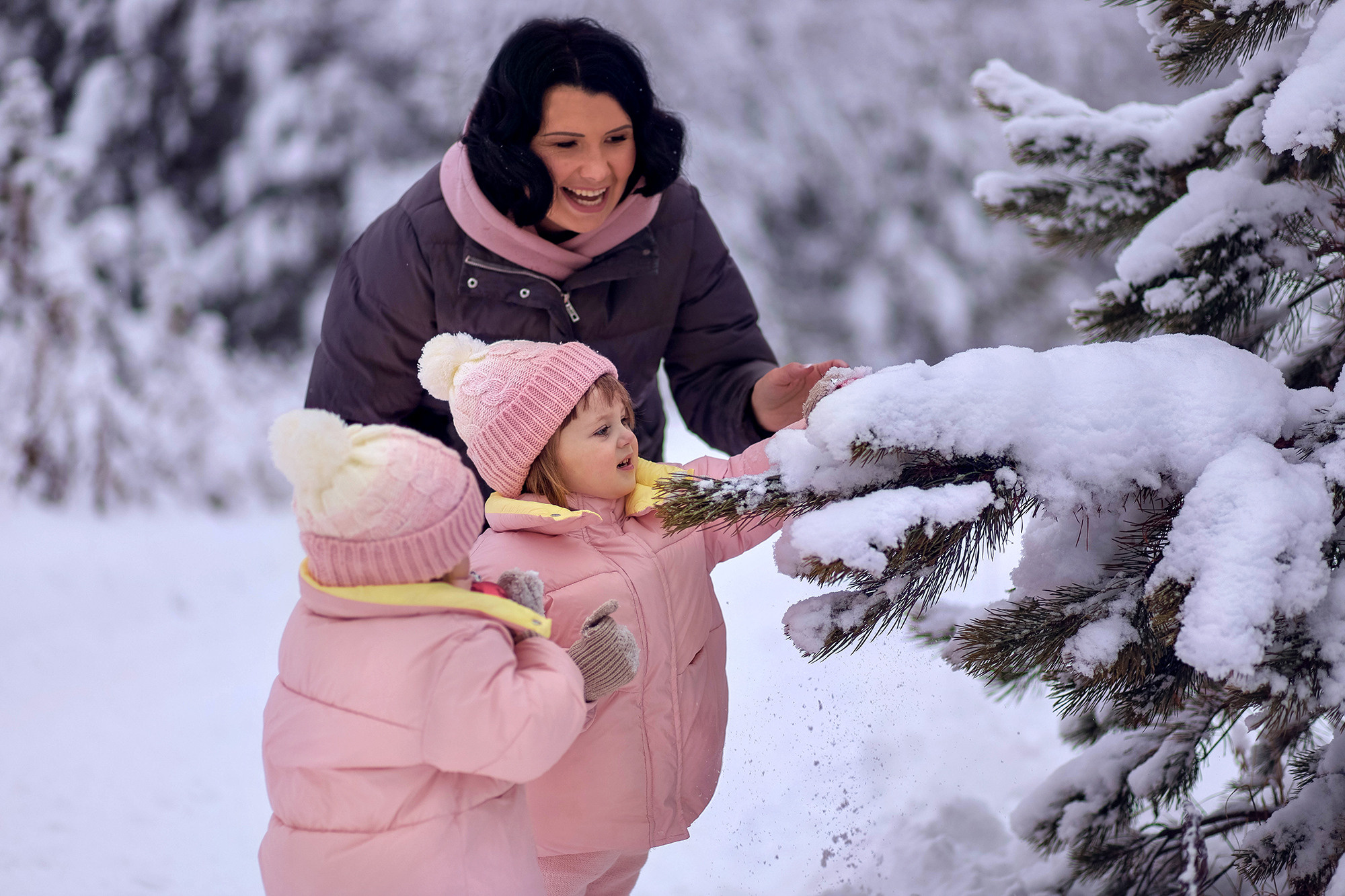Зимняя съёмка в лесу для Олеси и её семьи. Детский и семейный фотограф в Твери Ольга Крестьянинова