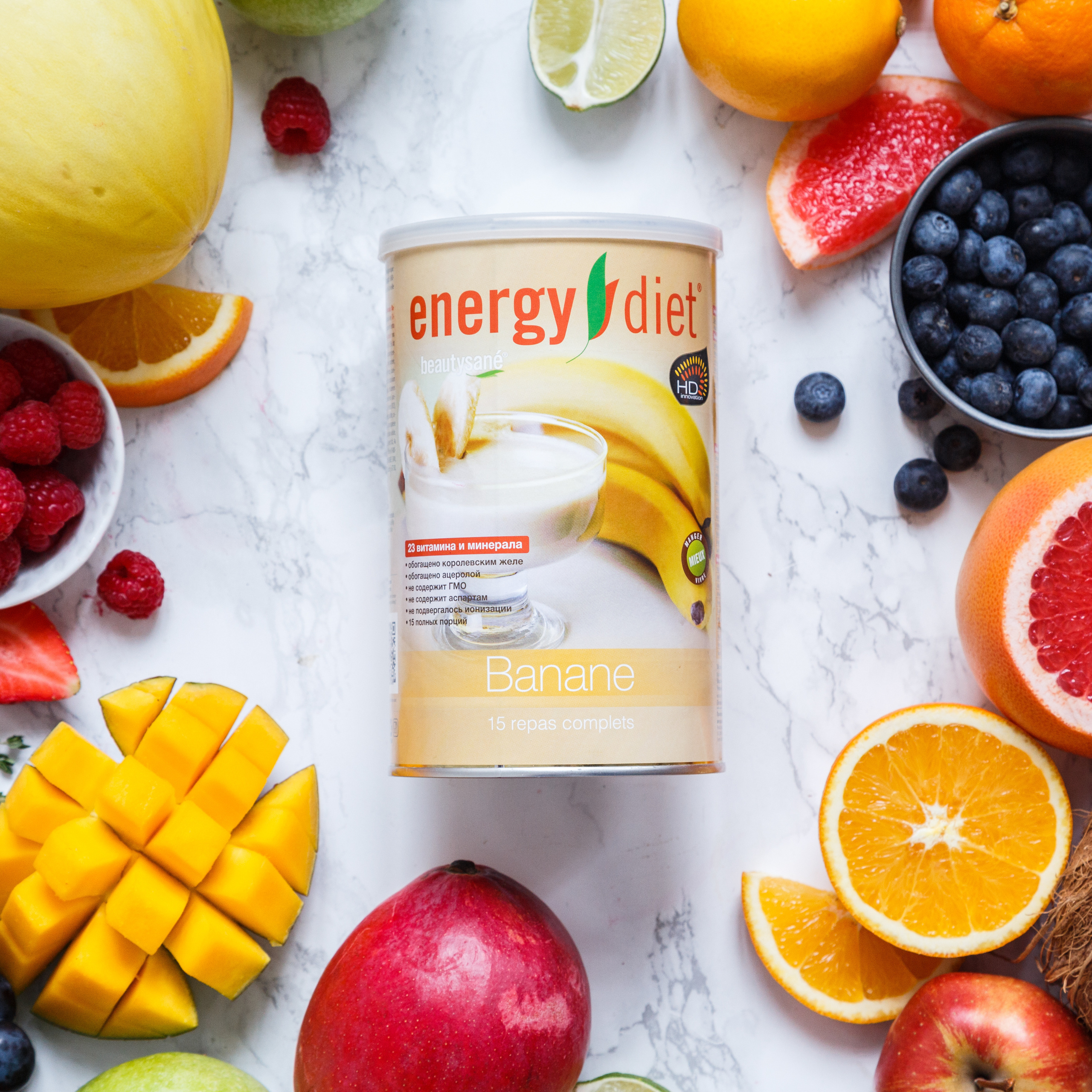 Предметная съемка Energy Diet для контента в Инстаграм 