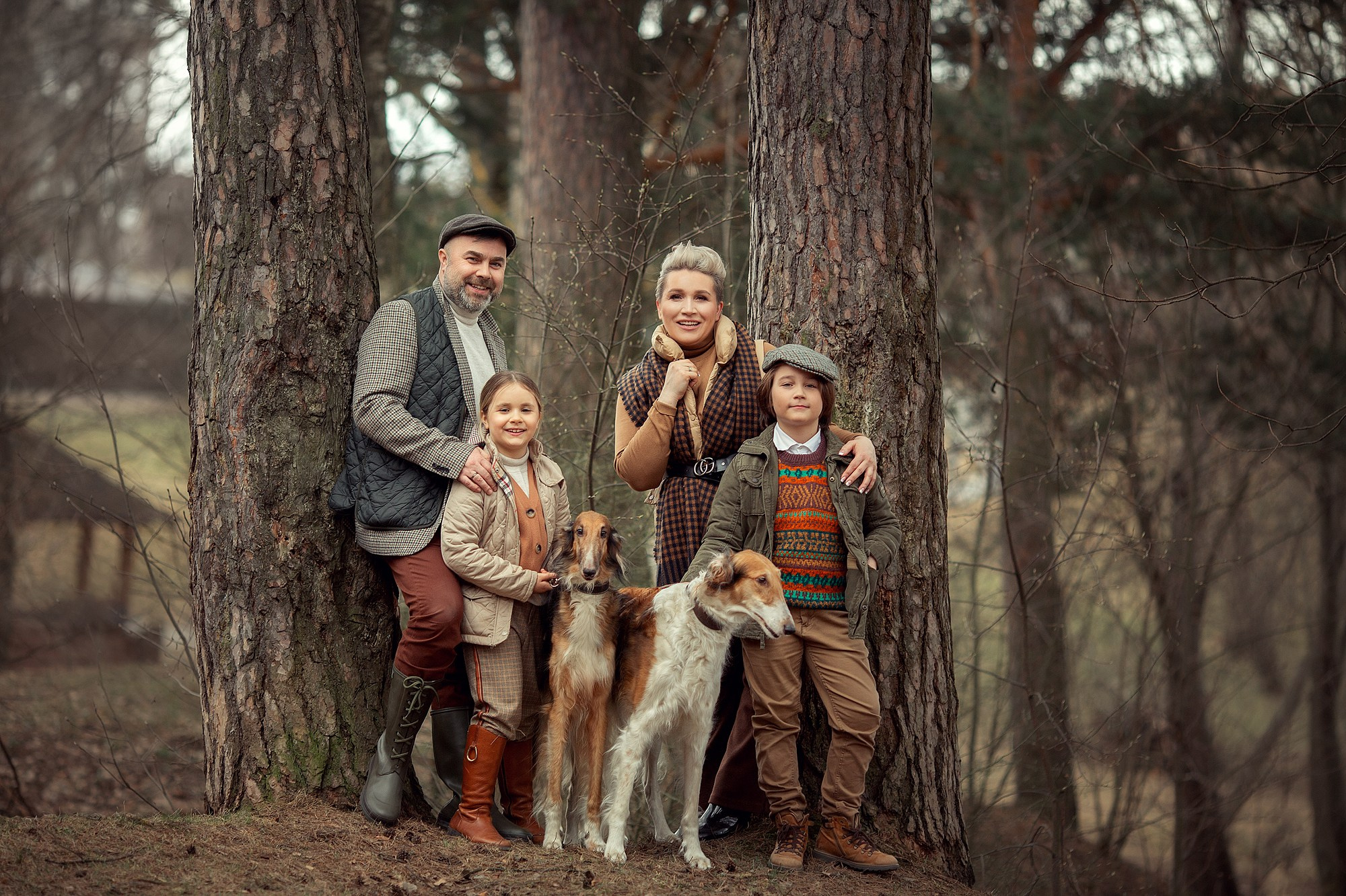 Семейная Фотосессия с русскими борзыми. Семейный фотограф Татьяна Надеждина | Москва, Московская область, Ярославль