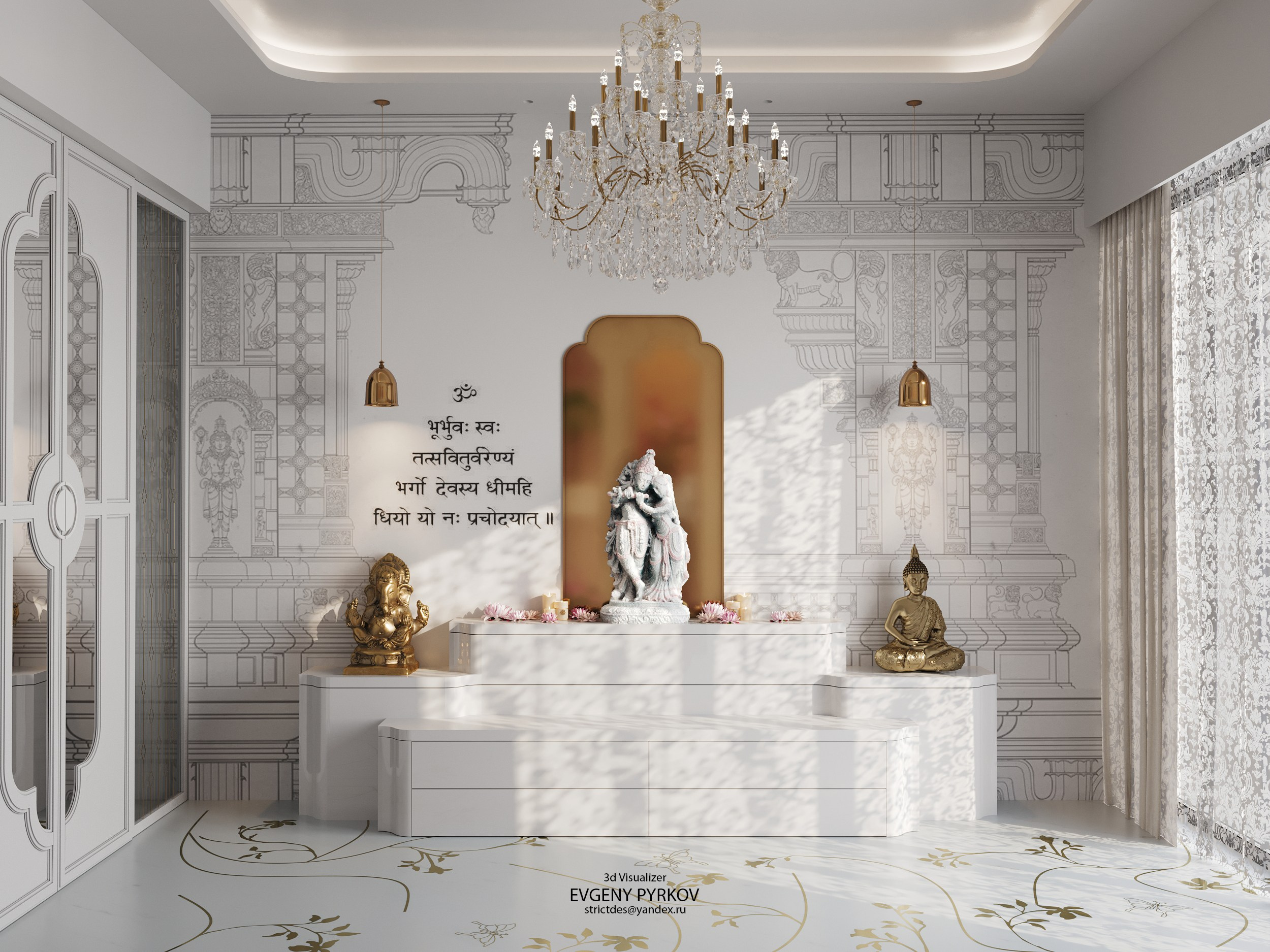Небольшой храм Кришны. Индия. Мумбаи. Клиент Onecirclemedia. Евгений Пырков — 3d визуализатор интерьеров и экстерьеров России