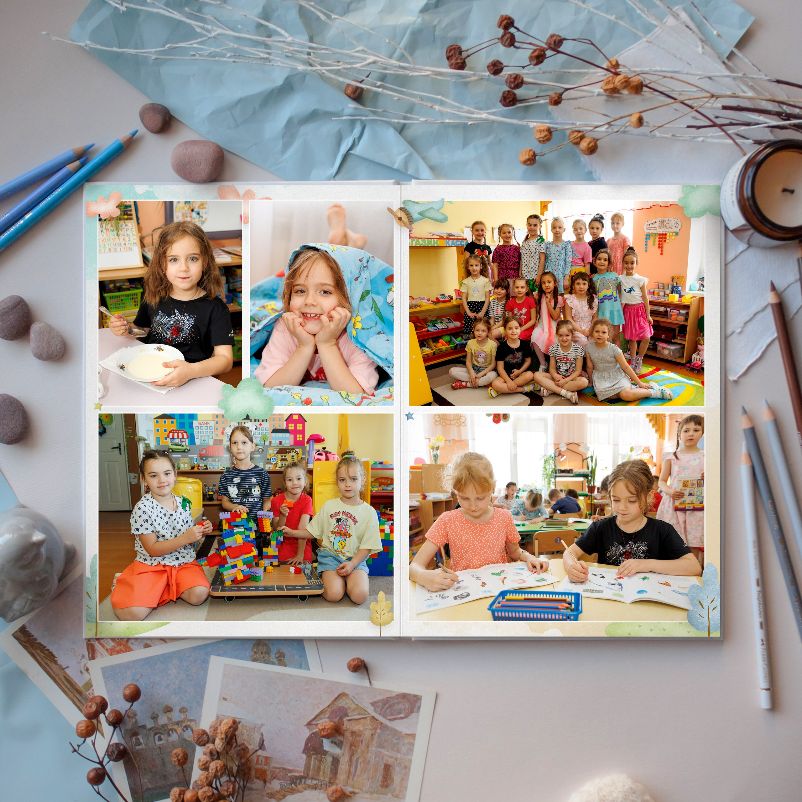 Образцы выпускных фотокниг для детского сада. Детский школьный и семейный фотограф в Краснодаре