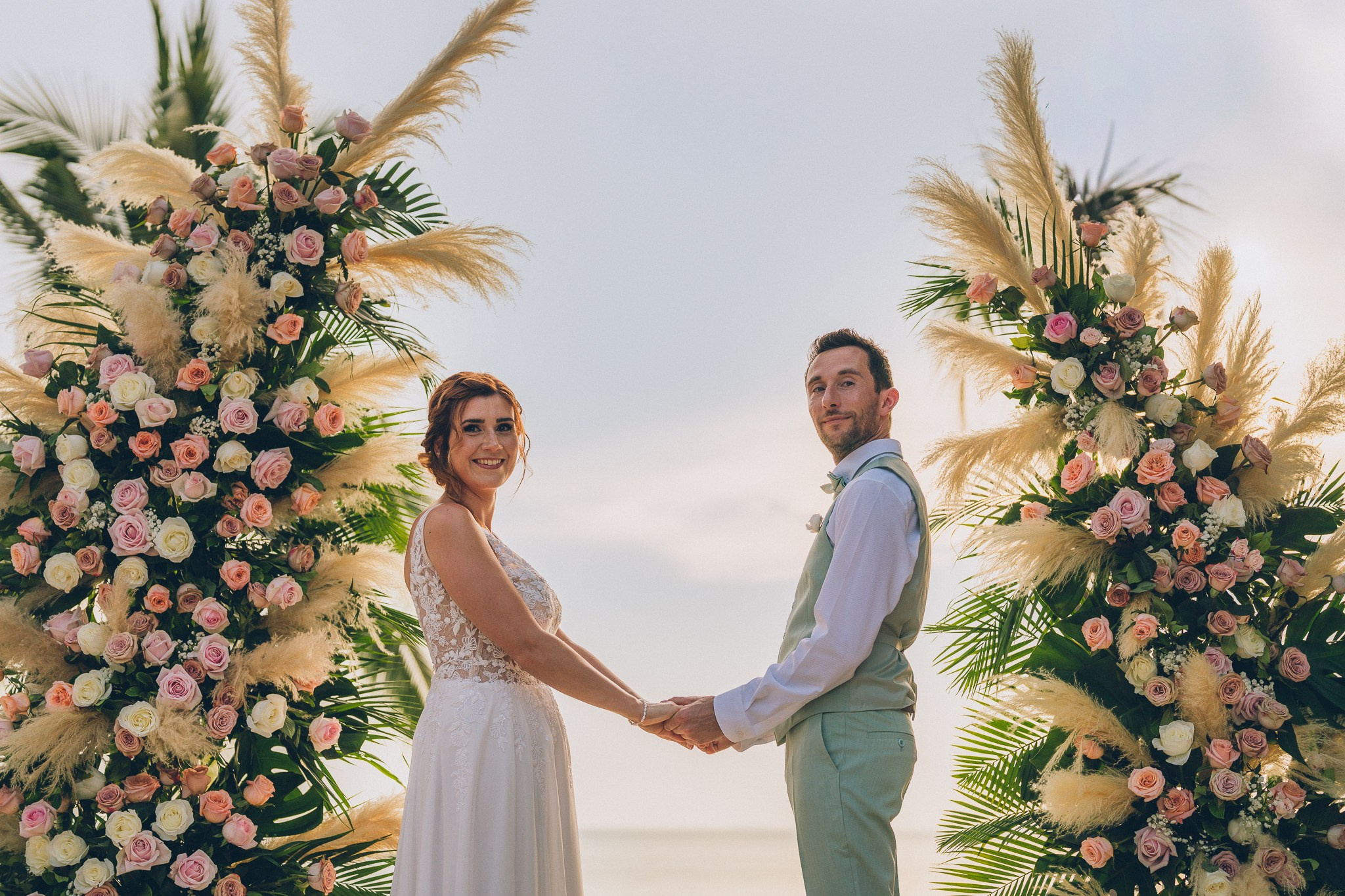 Sunset Beach Wedding with Guests in Koh Samui