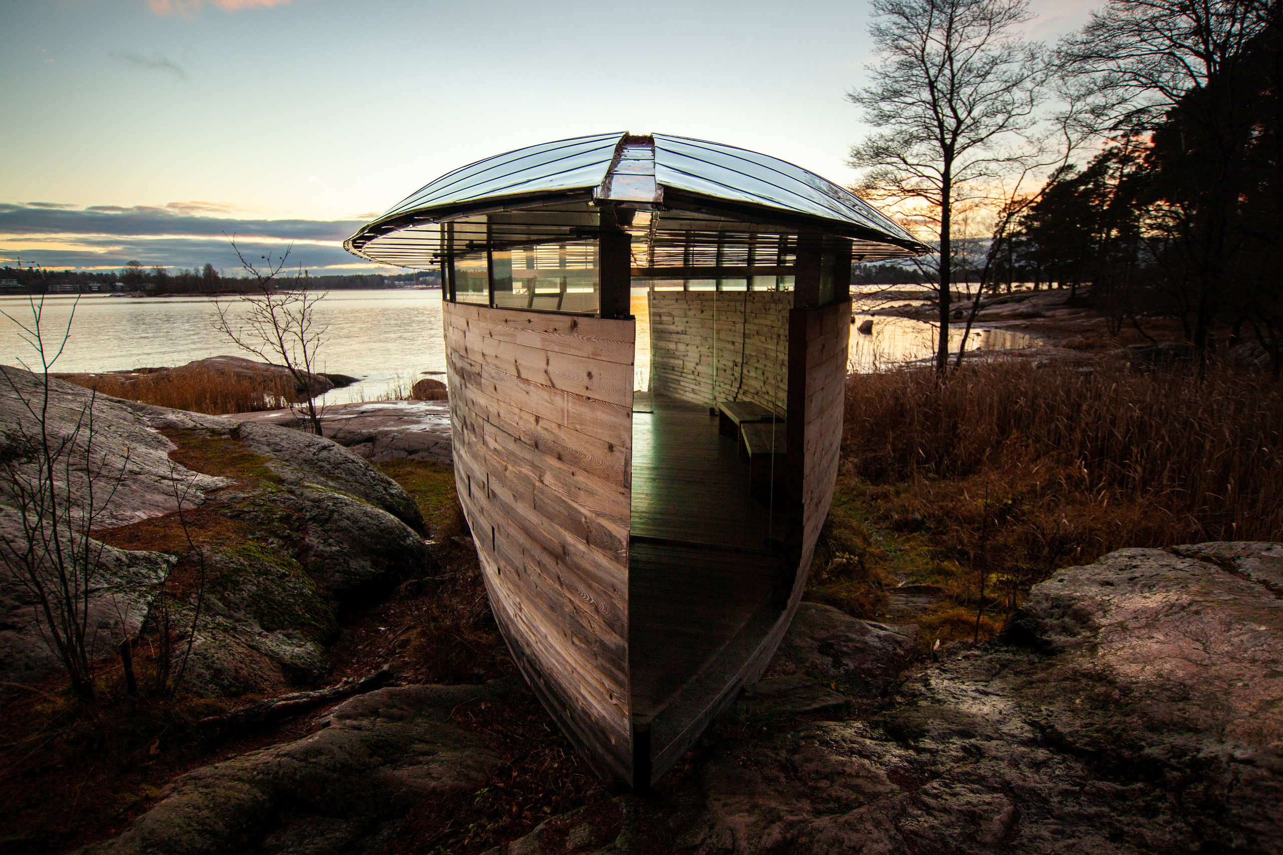 wooden architecture Public space, Kalevalakehto – Spirit of Place project by Travis Price, Seurasaari island, Helsinki, Finland