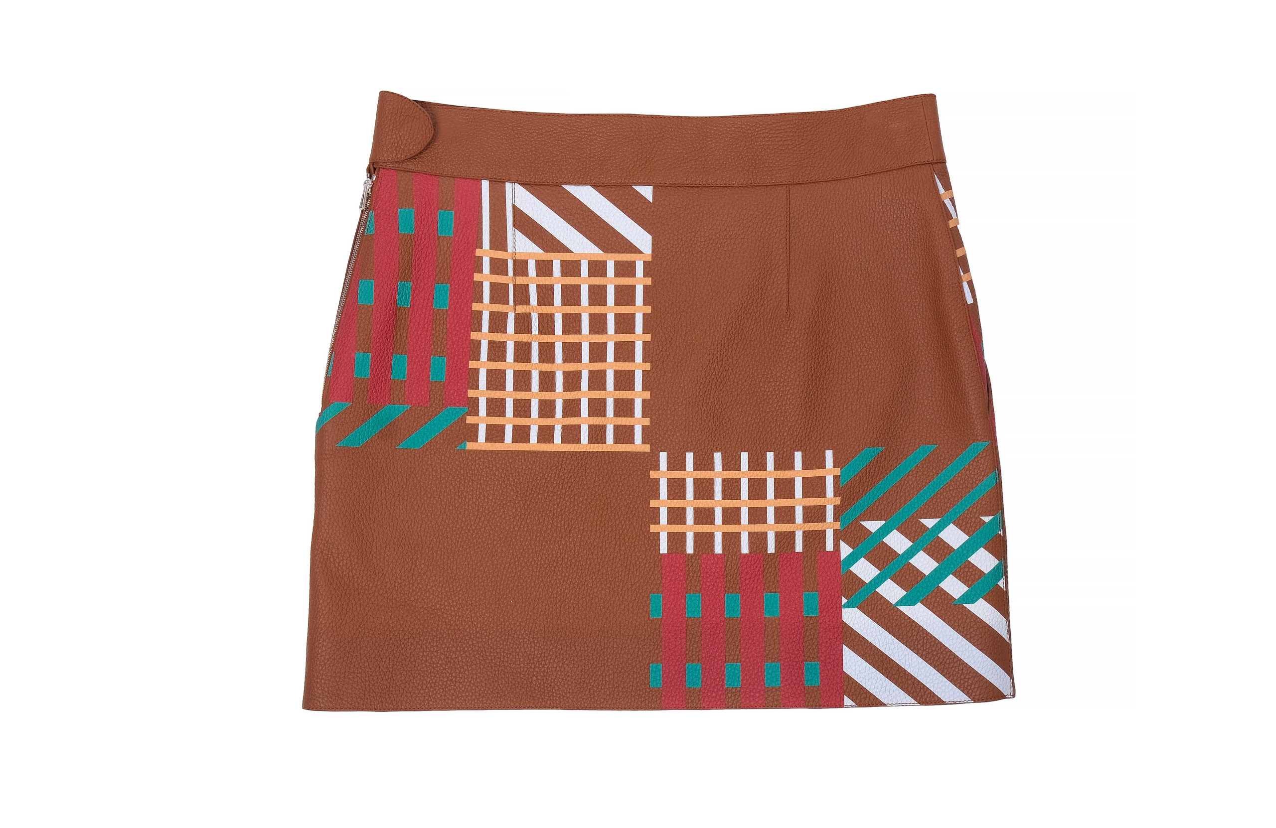 Юбка кожаная коричневая