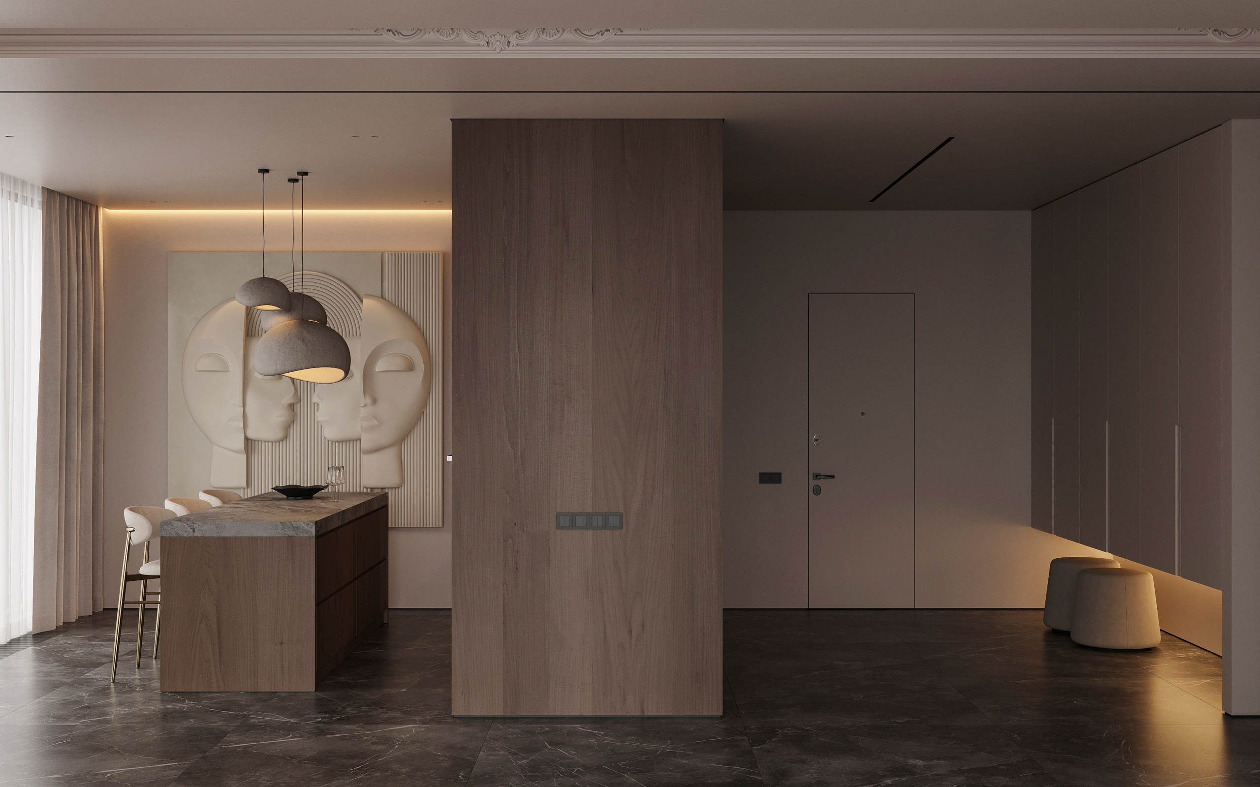 COZY SKYLINE | CONCEPTUAL PROJECT. Interior Visualization by Valerie Stetyukevich