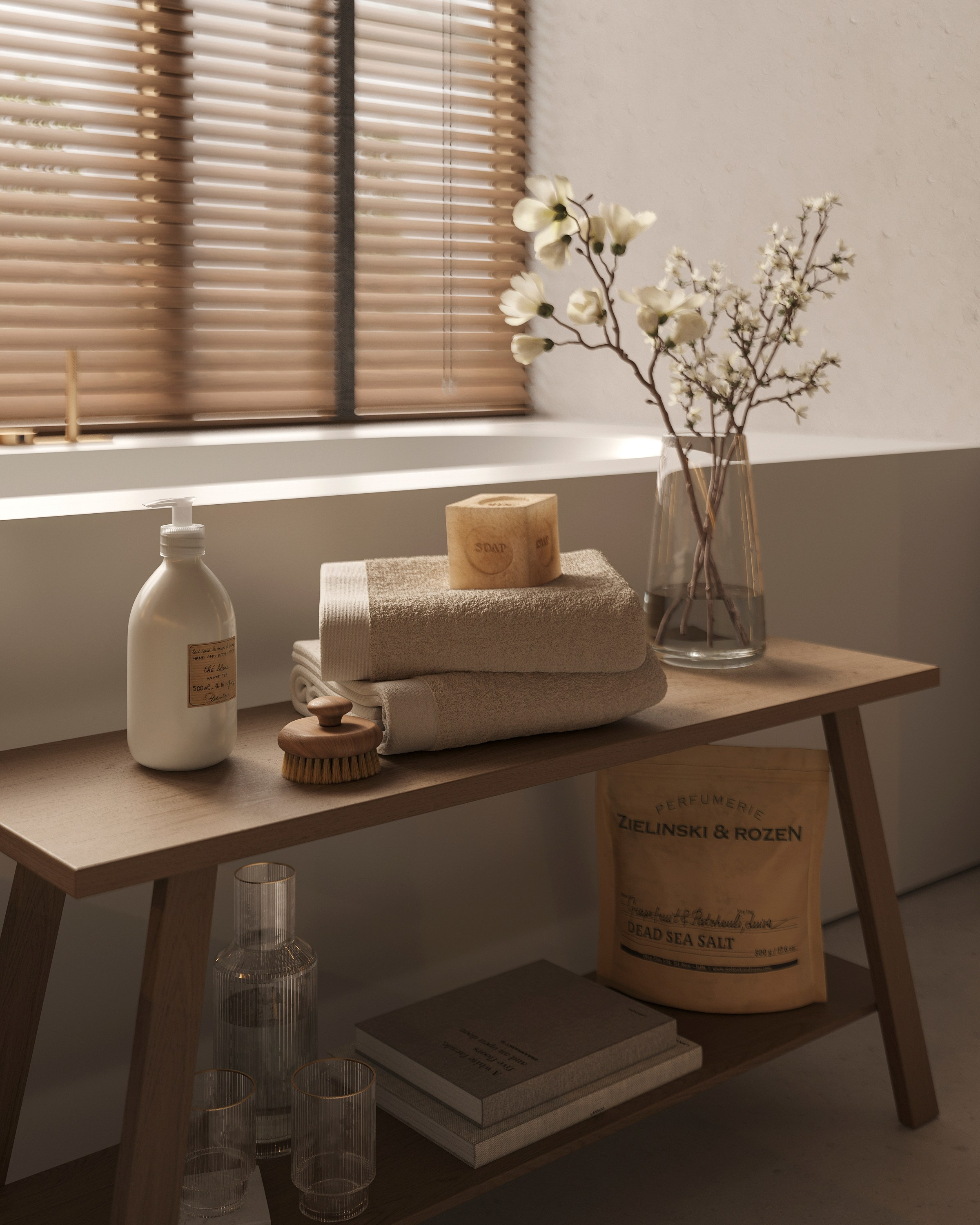 ZEN BATHROOM | SUNNY & SOFT CONCEPTS. Interior Visualization by Valerie Stetyukevich