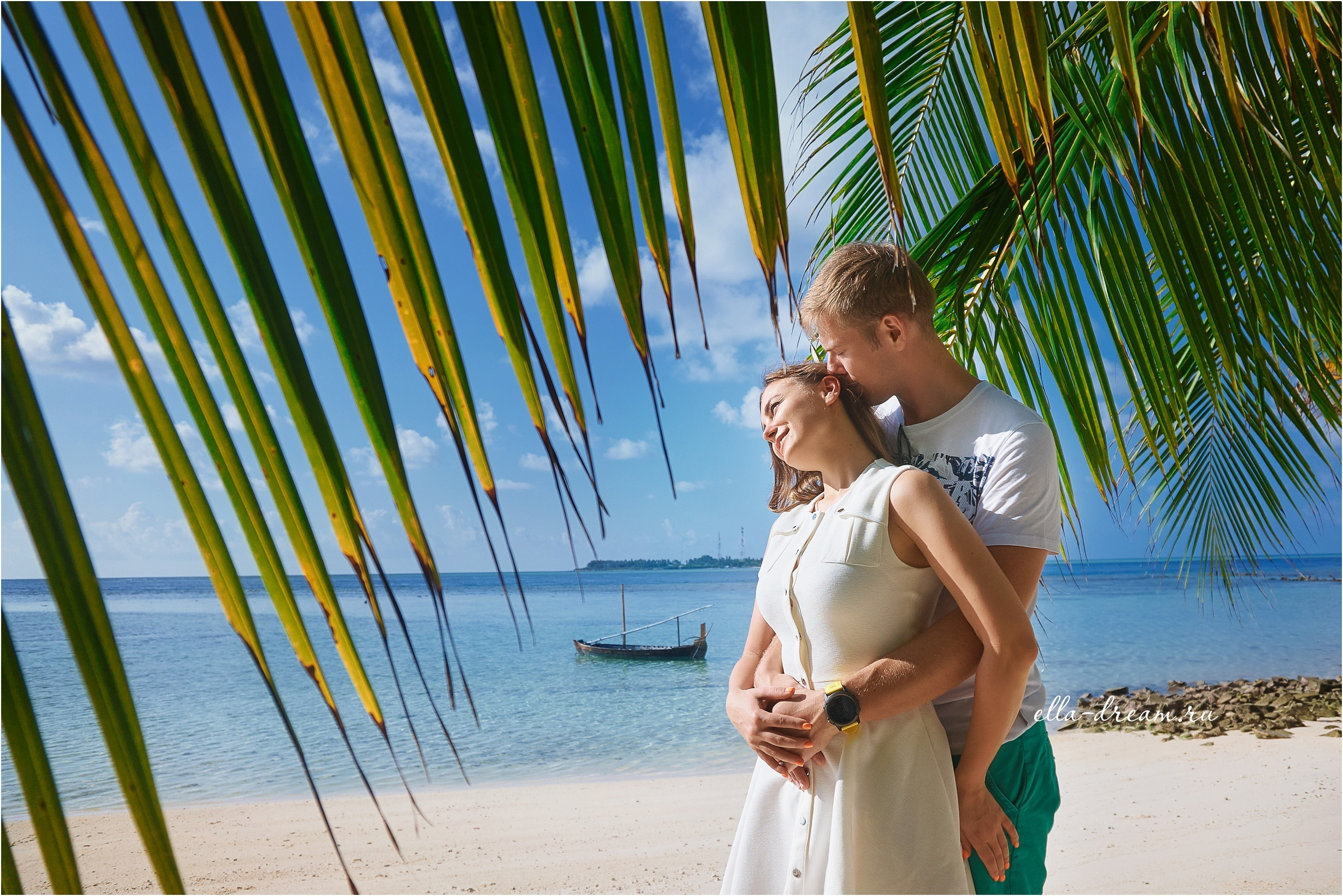 Фотосессия двух влюбленных на райских Мальдивских островах. Семейный и свадебный фотограф в Москве Пушкино Элеонора Янбухтина