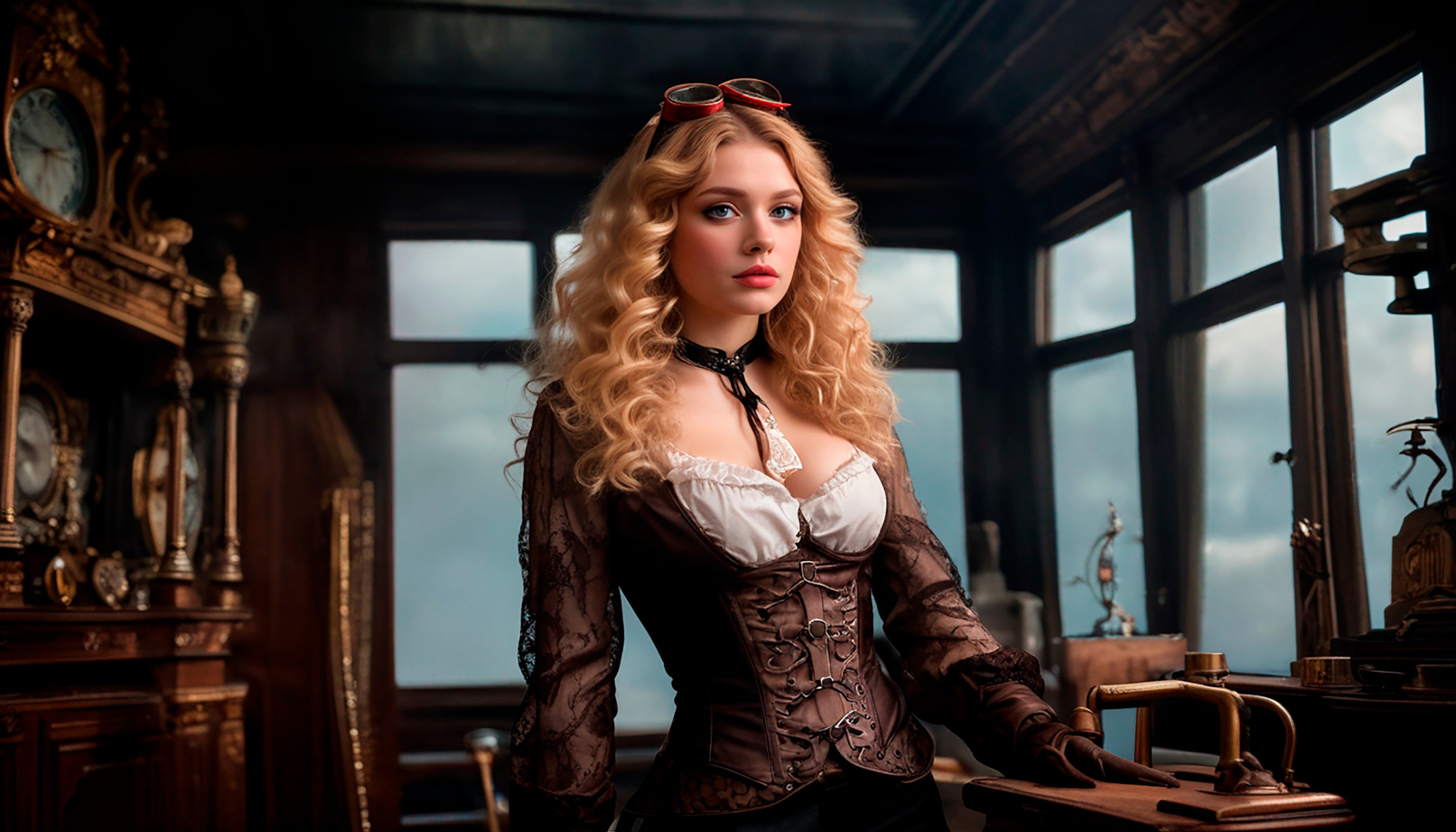 Alice is in Steampunk Country..In one of the laboratories where amazing steam-powered structures are being created..