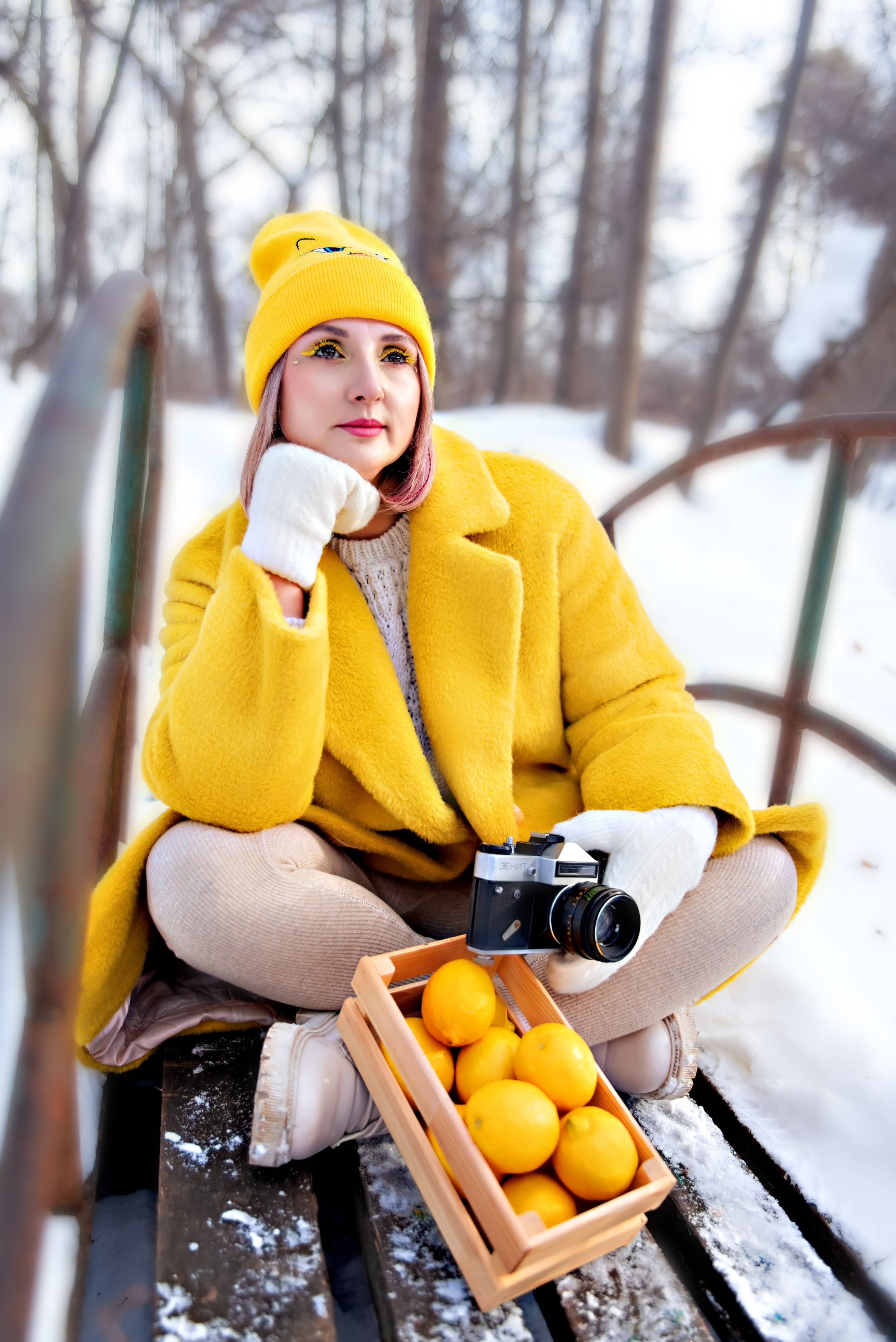 Индивидуальна и портретная фотосессия для Евгении, прогулка в зимнем лесу санатория Дальняя Дача. Семейный и портретный фотограф Кыштым Челябинск Марина Шигапова