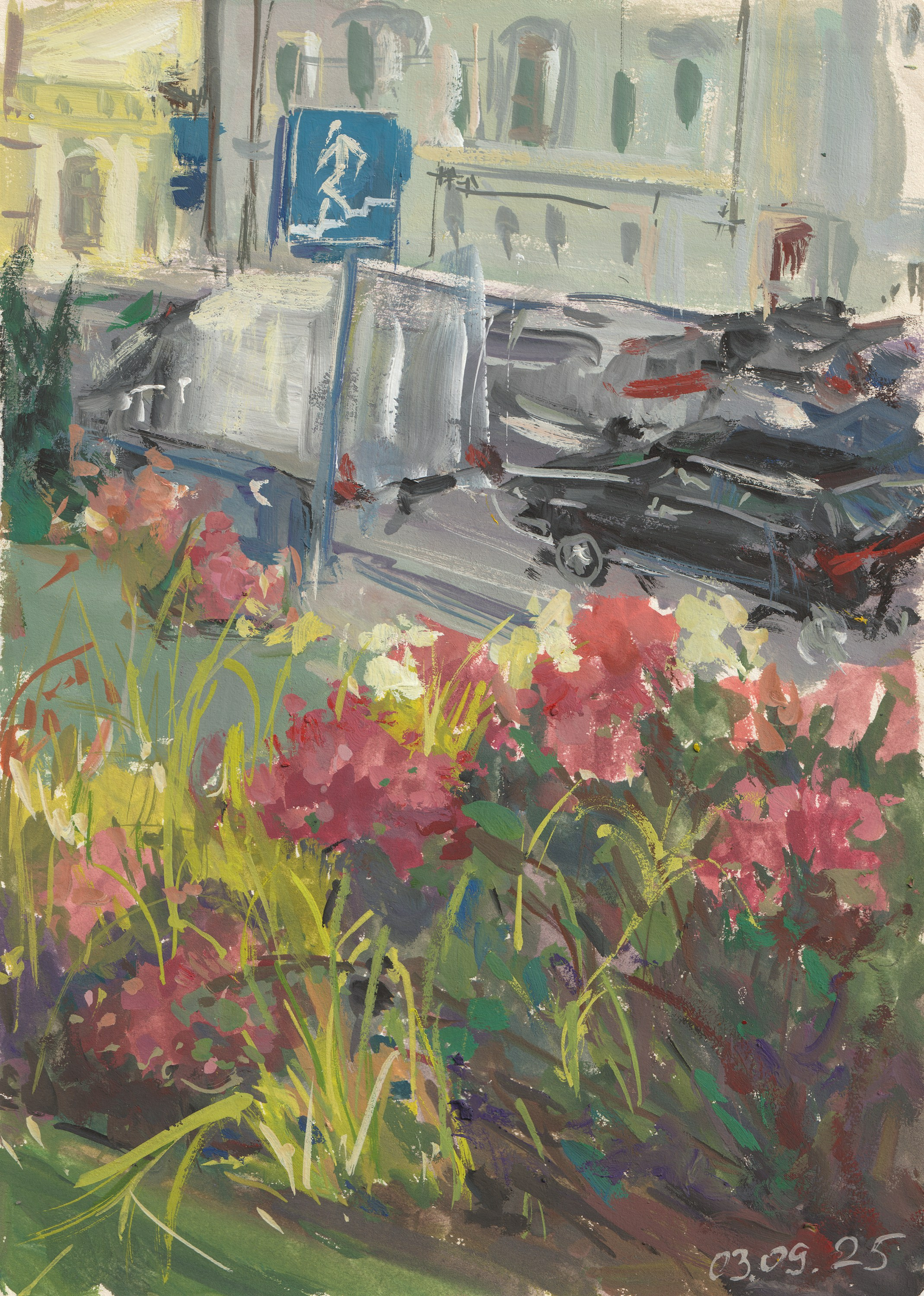 "Этюд.Вид на Моховую" бумага, гуашь 25х18см, 2025 не продается