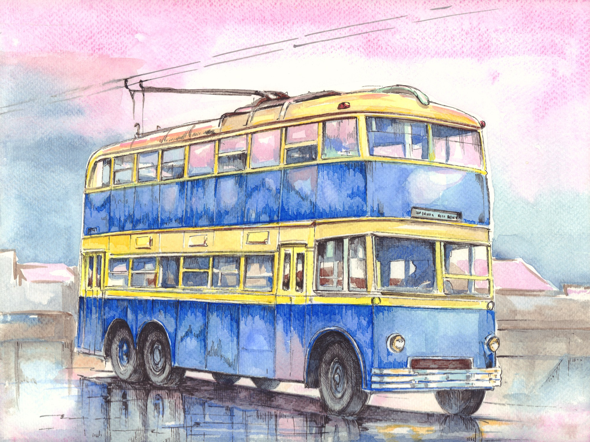 Троллейбусы. Художник Александр Петрунин