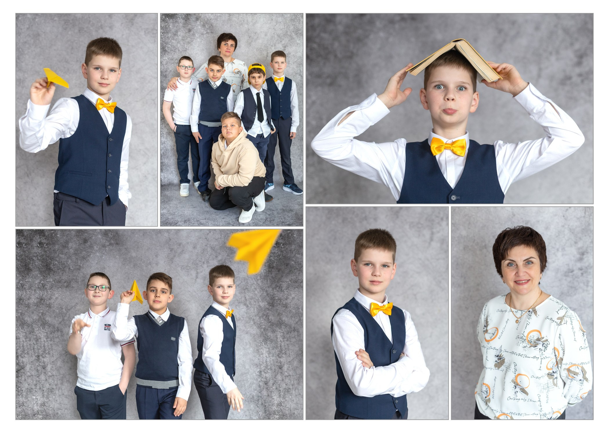 4 класс. Студия. Серый фон+желтые аксессуары. Школьный фотограф в Зеленограде и Москве Оксана Гусева