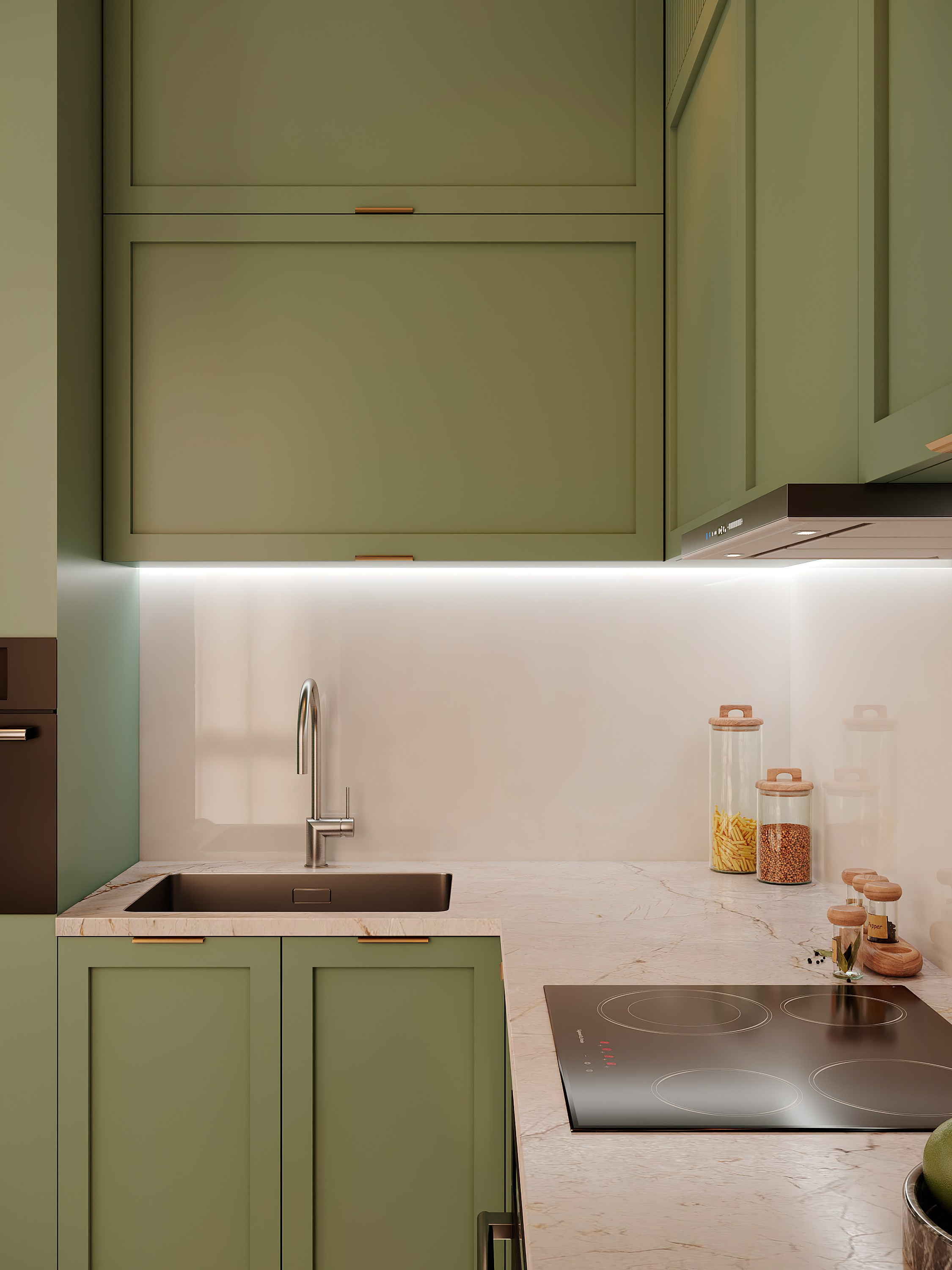 Квартира с фисташковой кухней для молодой девушки г. Москва. Батракова Наталья дизайнер интерьеров Санкт-Петербург Москва Архангель