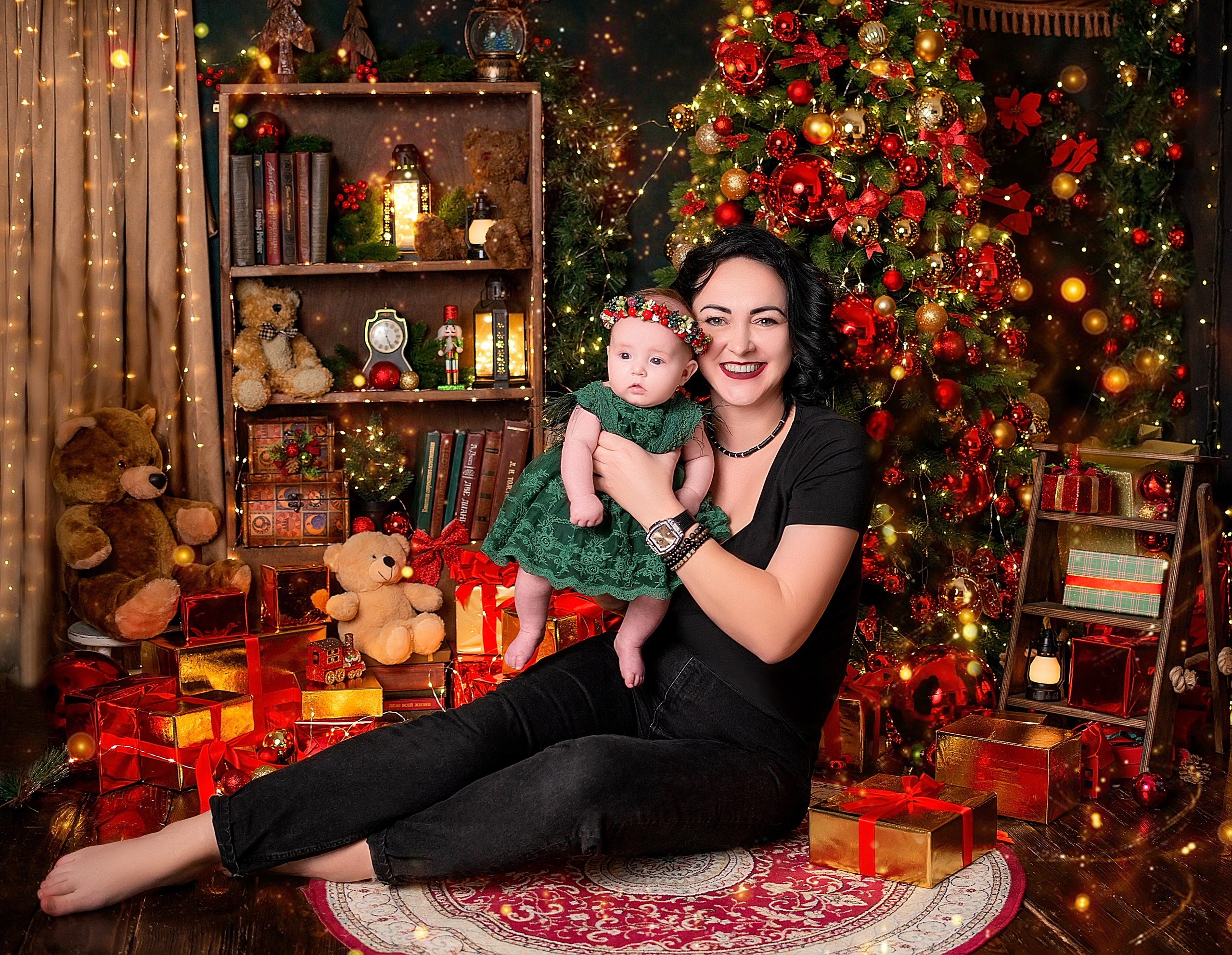 Новогодняя семейная фотосессия в Краснодаре 2023-2024. Фотограф новорожденных Краснодар Малышенко Надежда