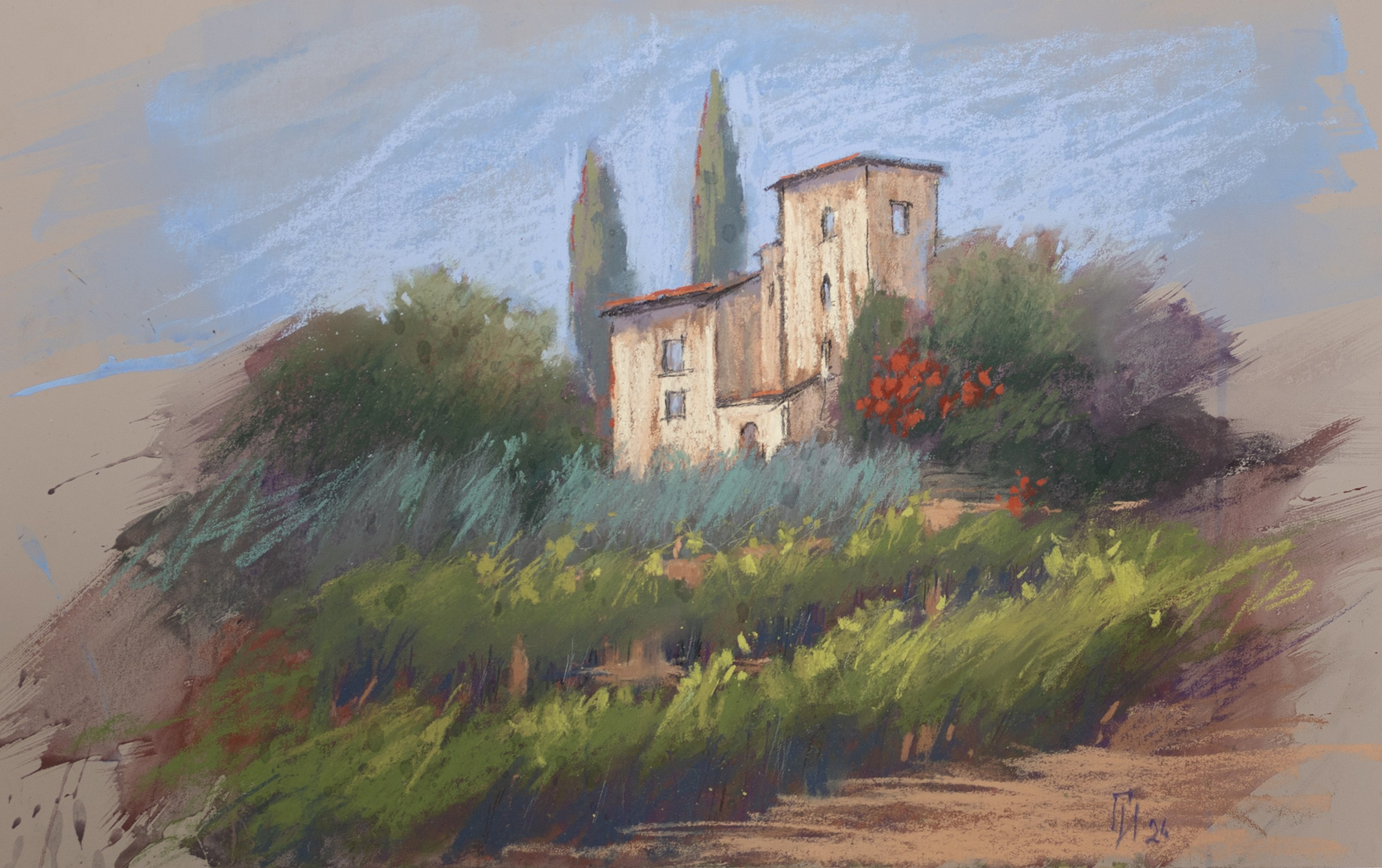 Кьянти. Монтефьоралли. Пастель, 47х29см.