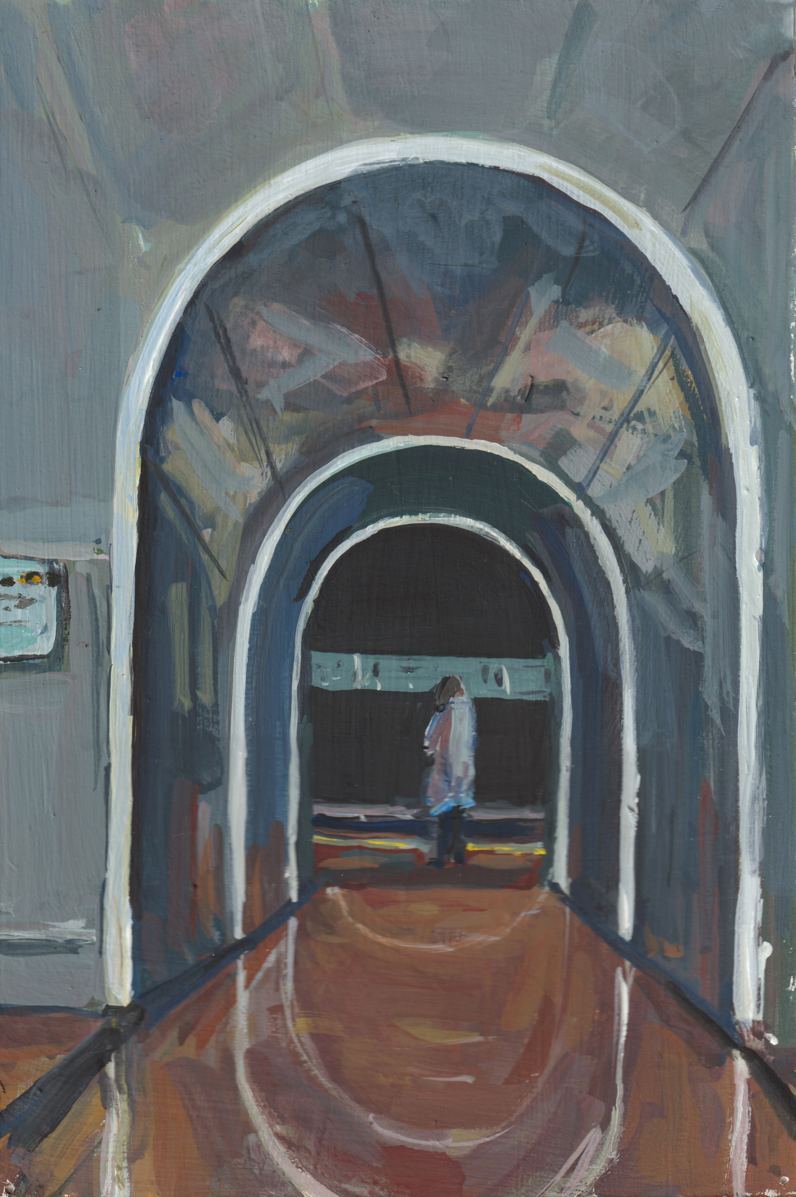 "The portal. BKL. Riga" cardboard, tempera 20x14cm, 2026 is not for sale